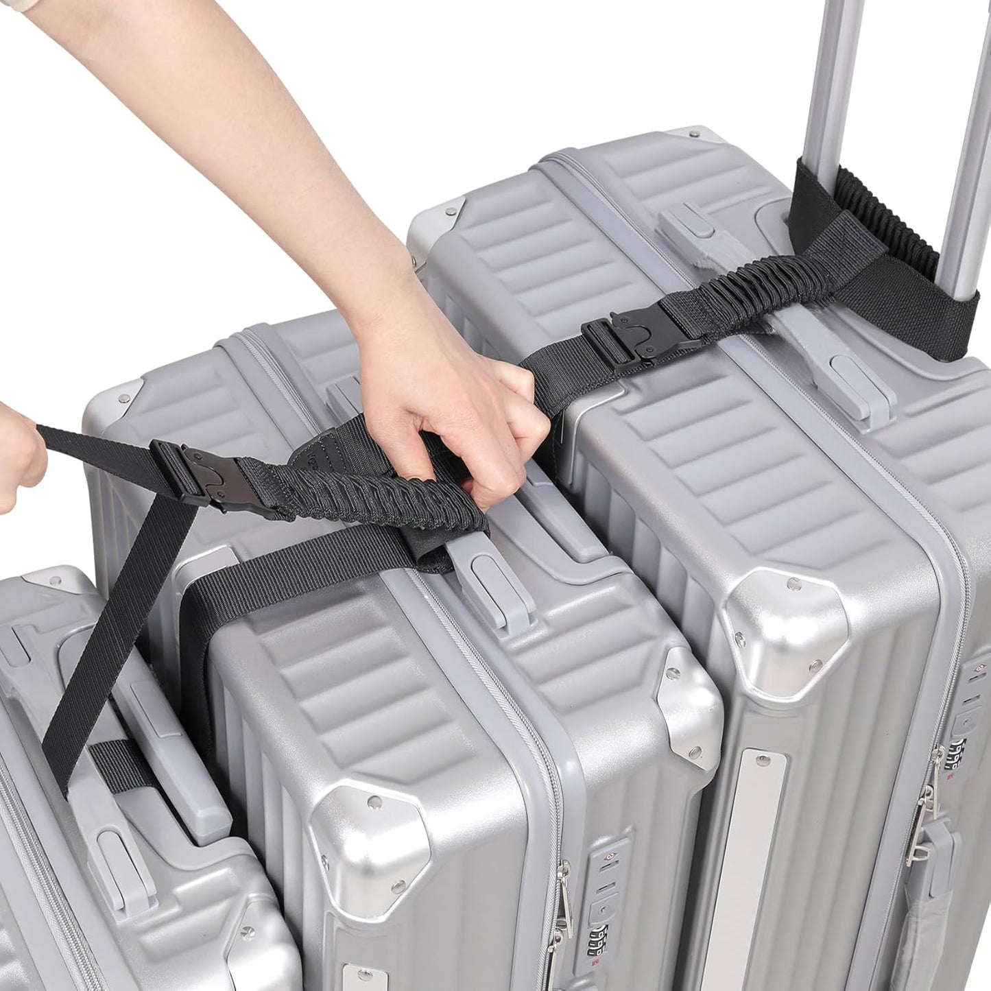 Vigorport Luggage Straps, Straps for Suitcase, 1.5”Width Add A Bag Stretchable Attachment Accessories for Connect Your 3 Luggage Together (Black, 1.5" Width)