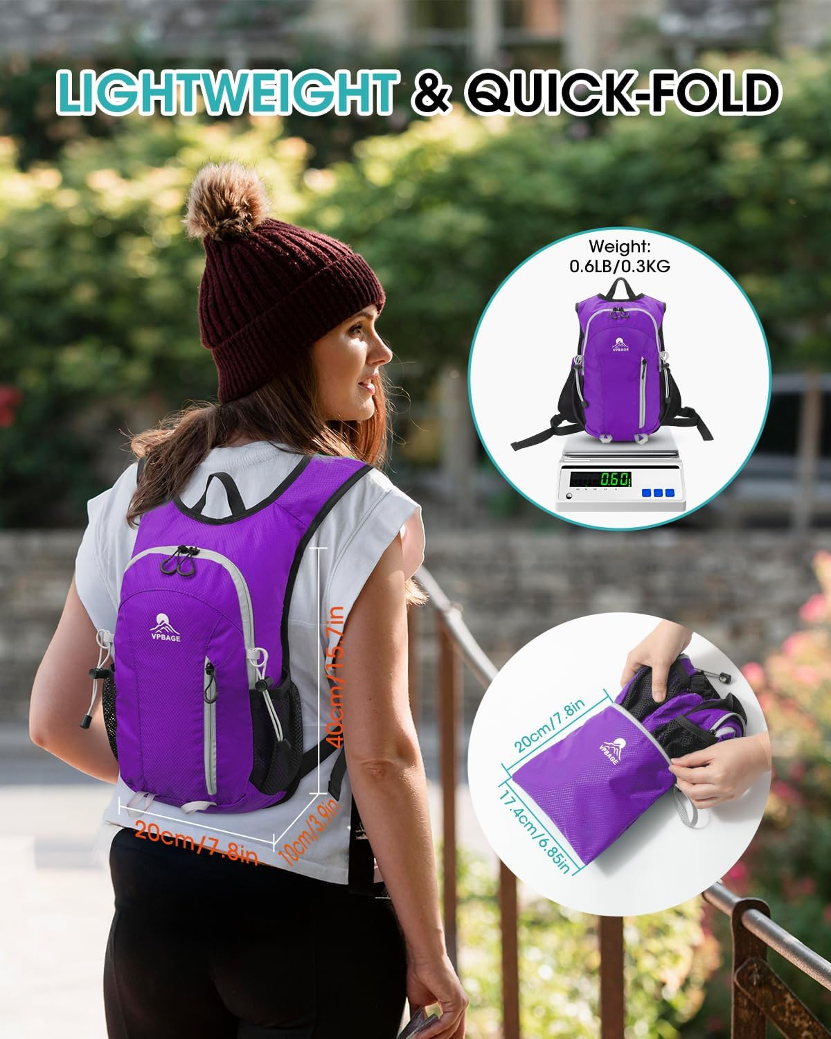 Small Hiking Backpack with Front Phone Holder, Packable Back pack with Chest and Waist Strap