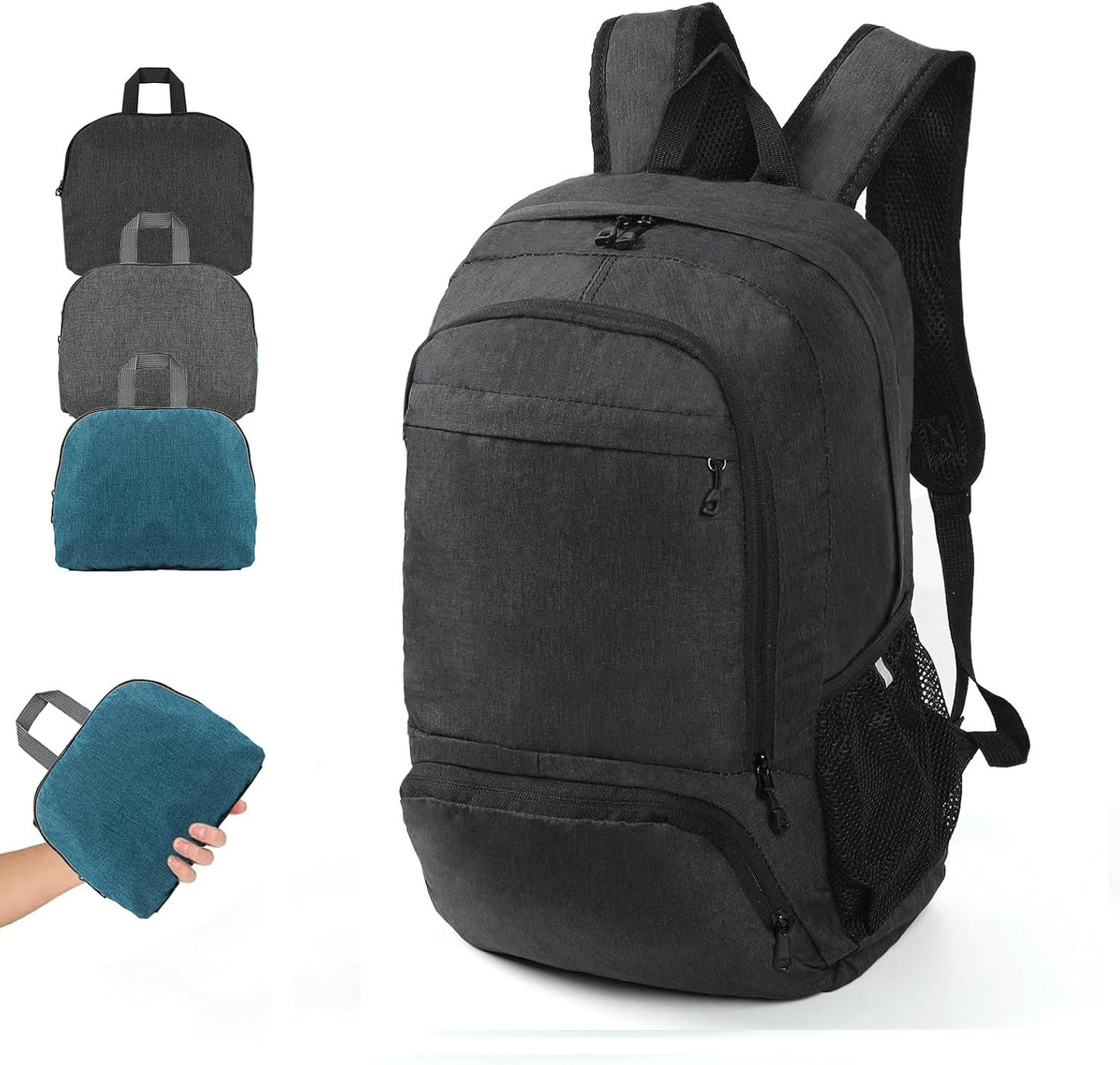 TANTOMI Small Hiking Backpack 25L Ultralight Foldable Camping Backpack Breathable Travel Backpacks Hiking Daypack for Men Women (Black)