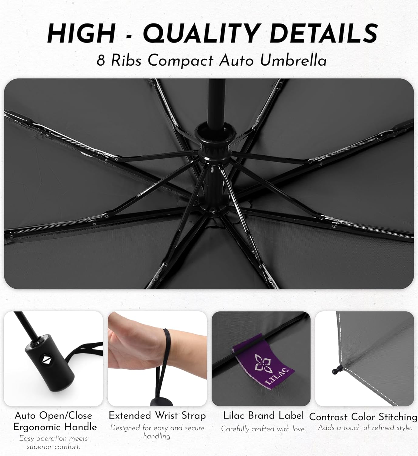 Compact Travel Windproof Umbrella, 43" Auto open/close Folding Quick Dry Umbrellas for Rain, Lightweight Portable Small for Backpack Car, less force to Fold for Women Men Kids, TSA Approved
