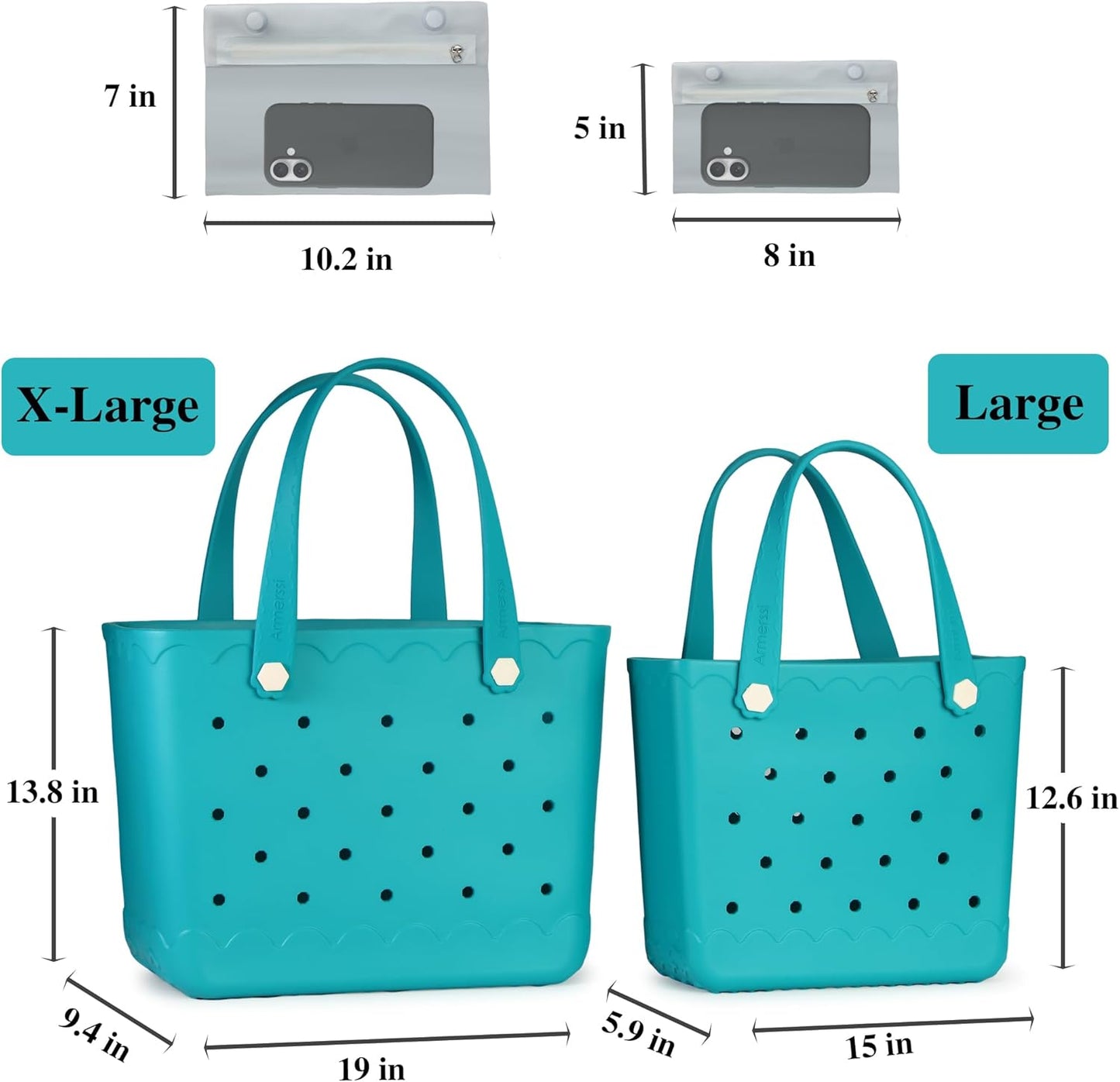 Rubber Beach Bag Waterproof Durable Tote Bag for Beach Sports Pool Modern Rubber Tote