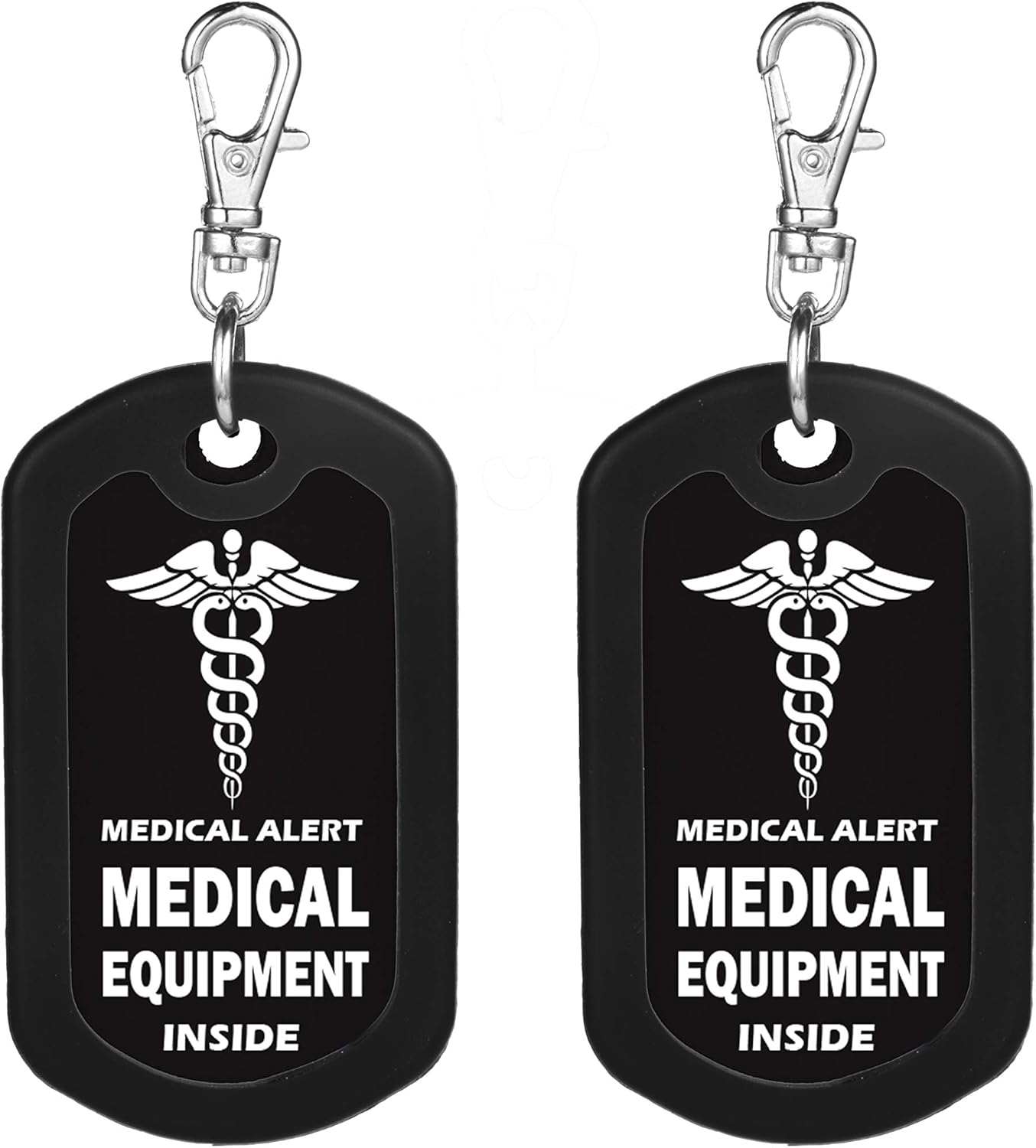 mnmoom Medical Equipment Luggage Tag Medical Alert Zipper Pull Bag Tag (2X Black)