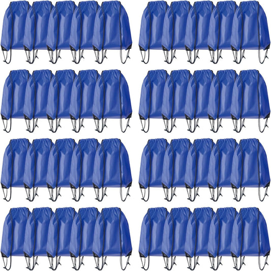 Drawstring Backpack Bulk 40Pcs Draw String Backpack Bags DIY Gym Sports Traveling Yoga Cinch Bag Sackpack Drawstring (royal blue bluenoye)