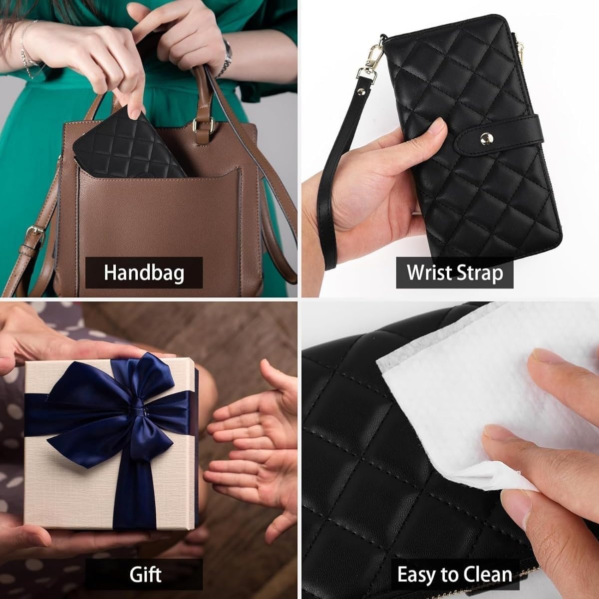 Genuine Leather Wallet RFID Blocking Passport Holder with Multiple Card Slots and Travel Pockets For Women men (Black)