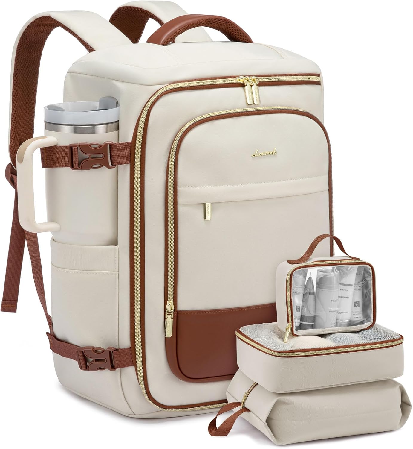 LOVEVOOK Large Travel Backpack for Women, 40L TSA Approved Backpack with 3 Packing Cubes, Personal Item Bag Fits 17" Laptop, Water-resistant Carry On Luggage for Women, Travel Carry On Bag