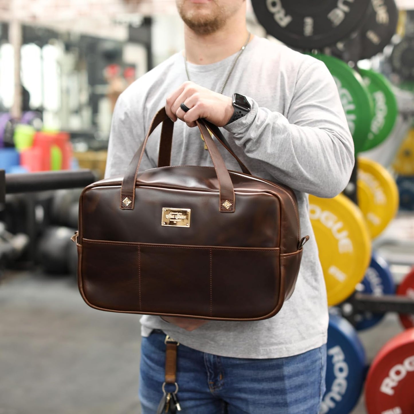 Luxury Gym Bag Men, Leather Crash Bag, Overnight Bag, Carry on, Travel Bag, Workout Bag, Mini Duffel Bag, Gift for Him, Gift for Boyfriend