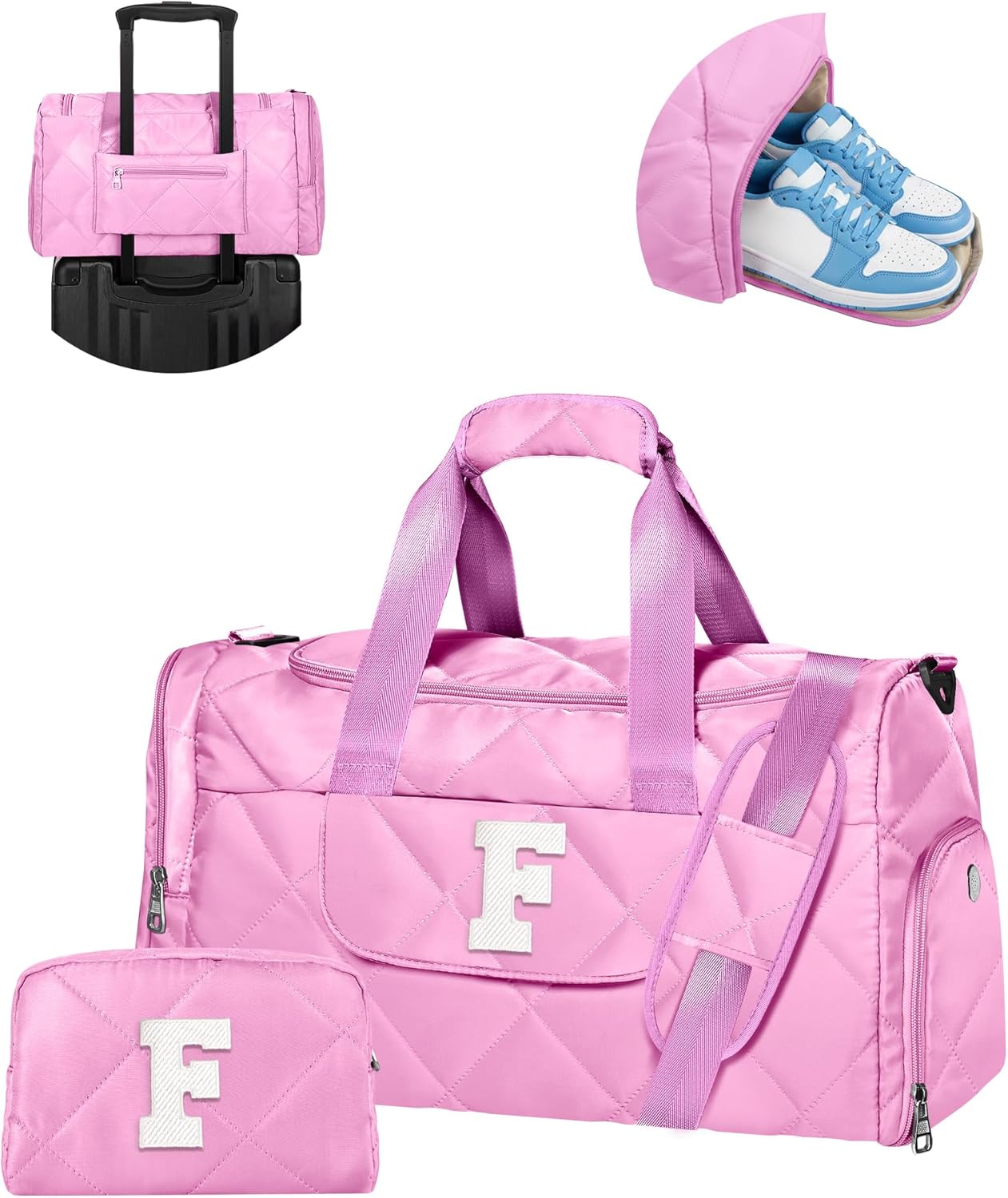 Personalized Duffle Bag for Women Girls, Gifts for Women Teen Girls, Letter Travel Bag with Trolley