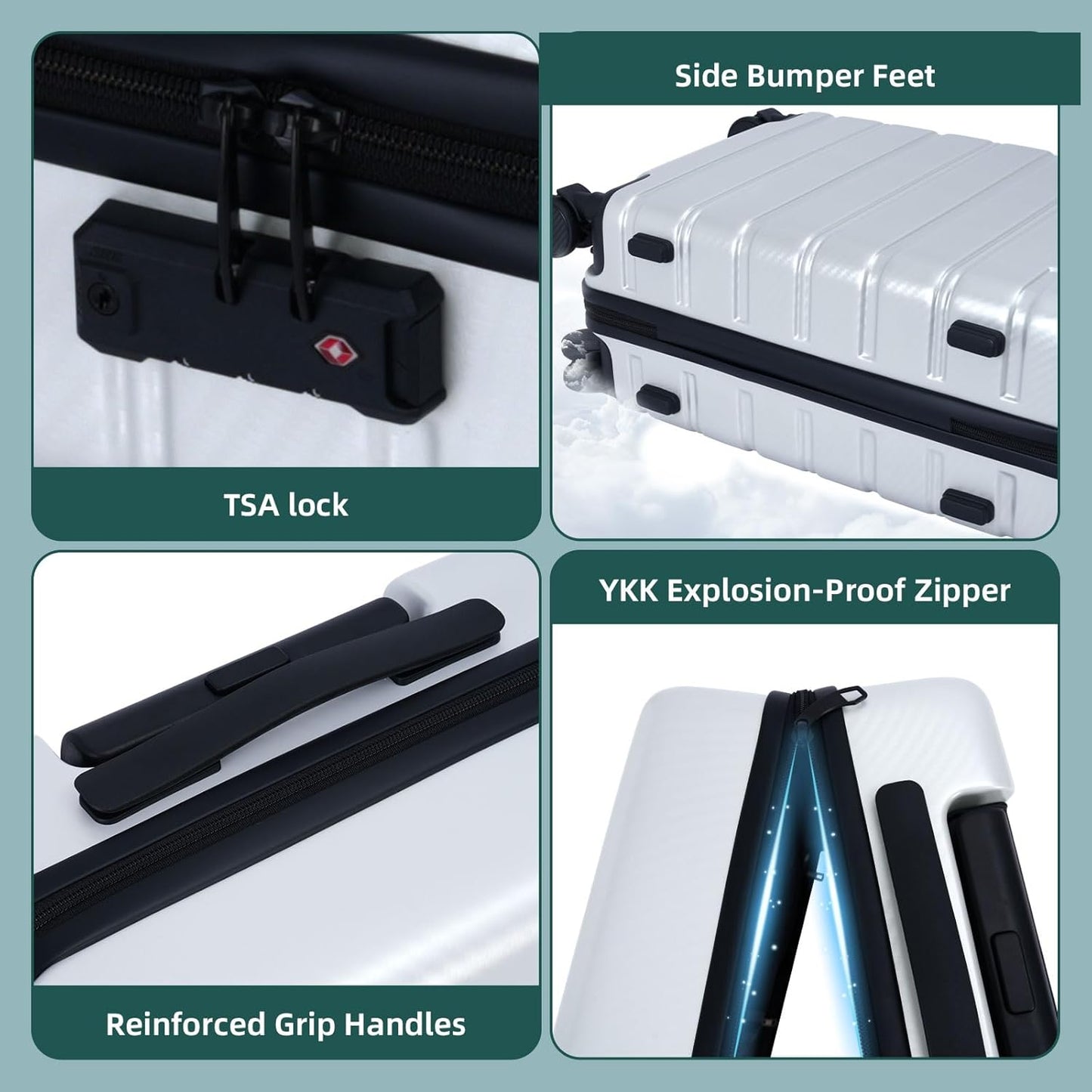 Carry on Luggage, PC Hard Shell Suitcase 22x14x9 Airline Approved TSA Lock YKK Zippered Double