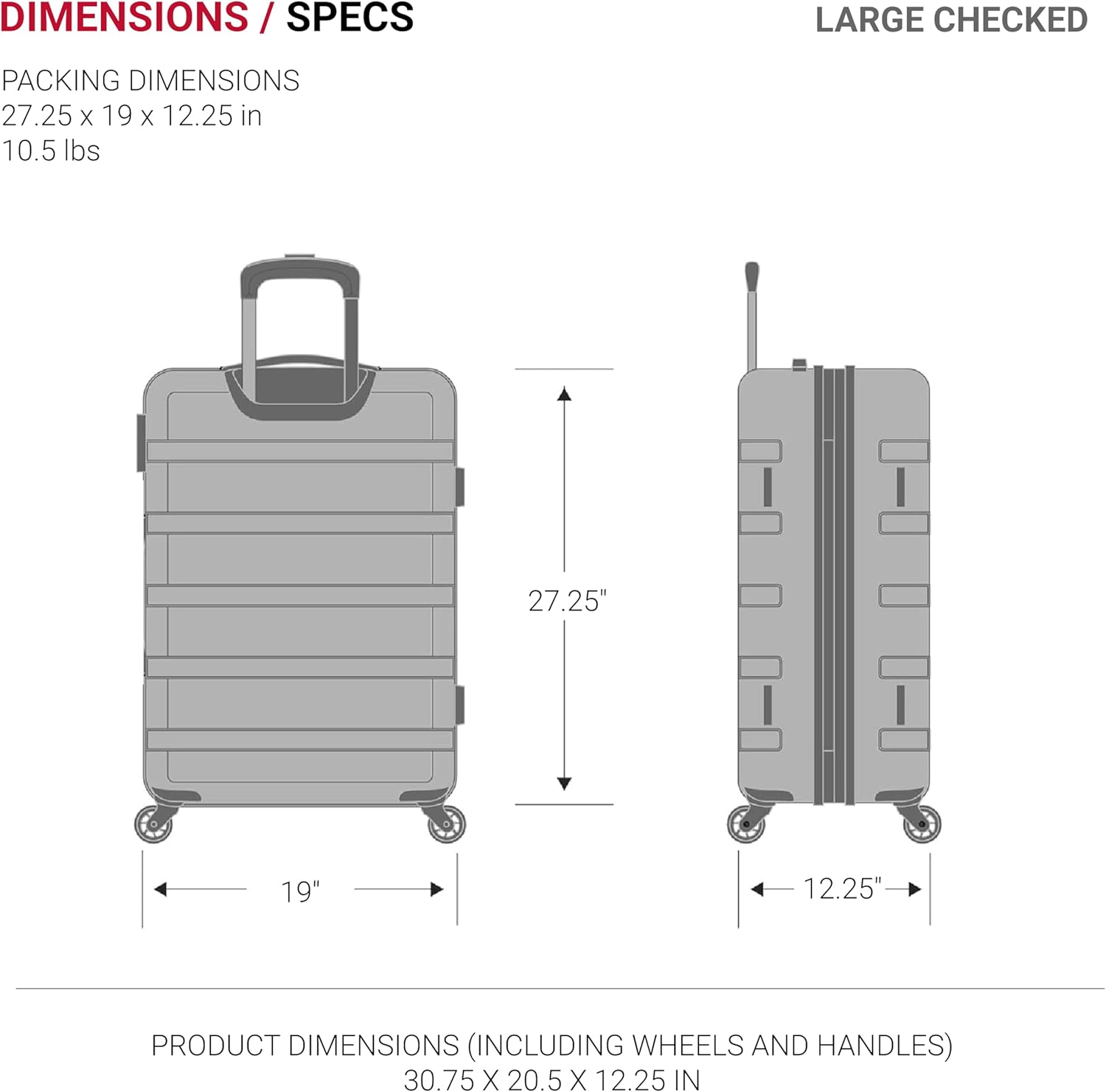 SwissGear 7366 Hardside Expandable Luggage with Spinner Wheels, Navy, Checked-Large 27-Inch