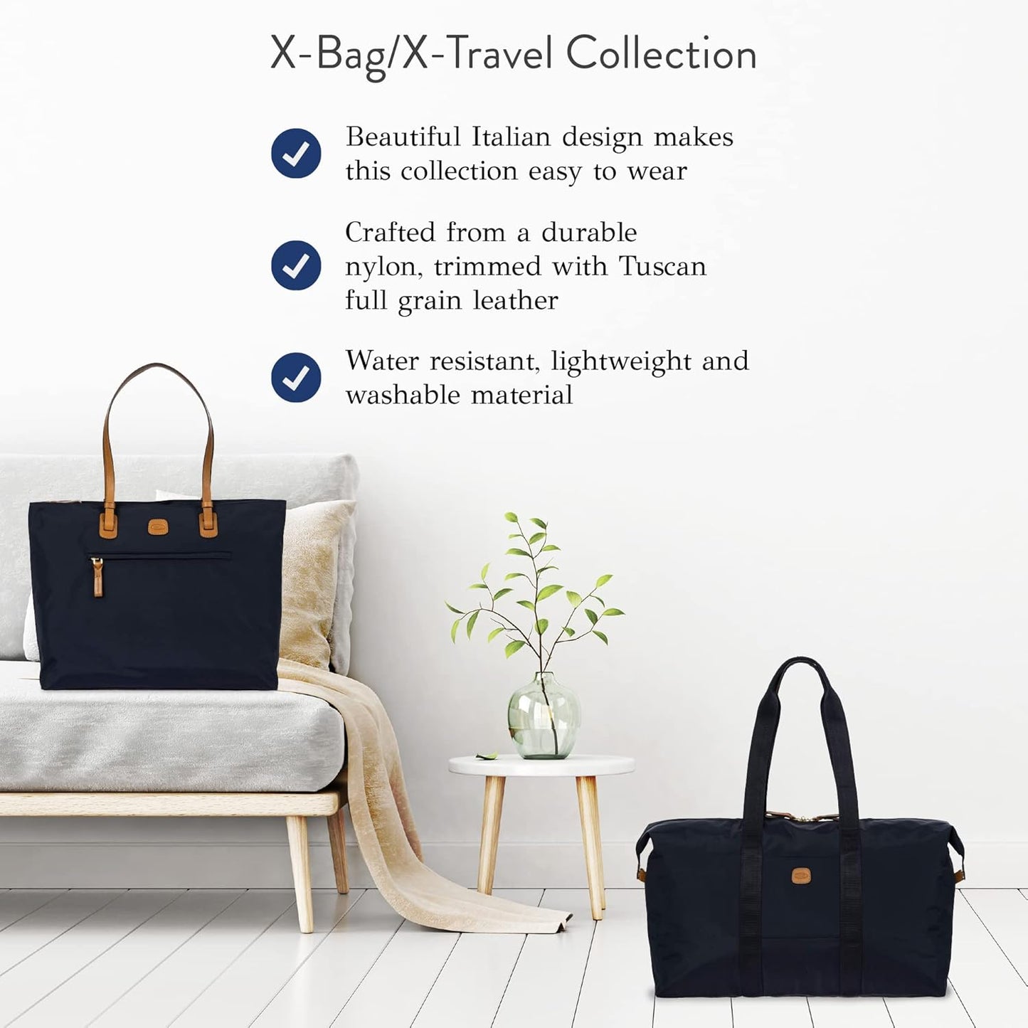 Bric's X-Bag/X-Travel 2.0 Overnight Weekender Folding Duffel Bag - 22" Carry On Bag - Navy