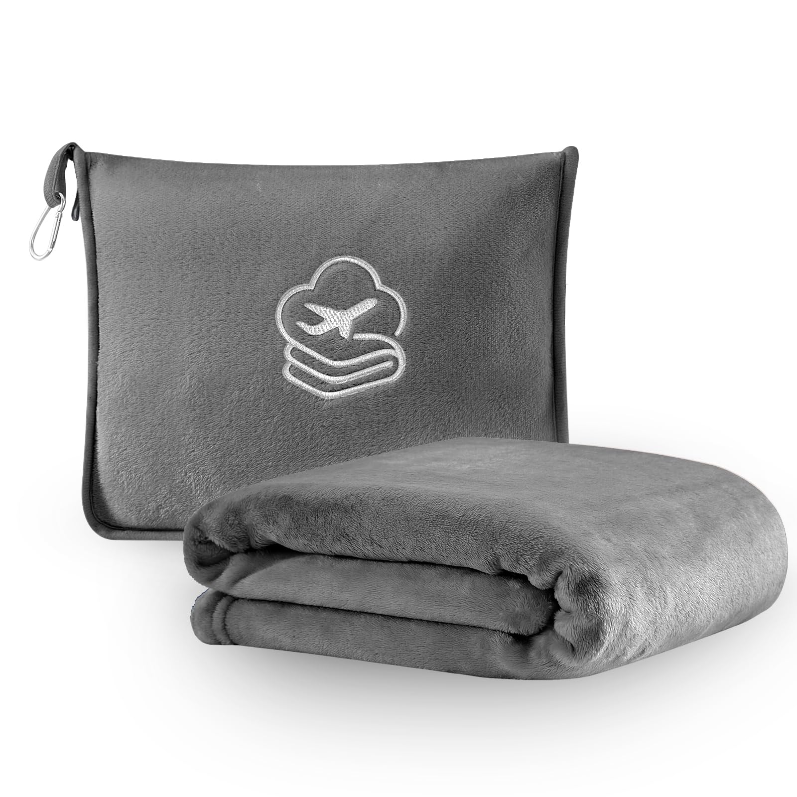PEUJEW Travel Blanket, Soft 2-in-1 Airplane Blanket, 65x40 Inches, Travel Blanket Airplane Compact