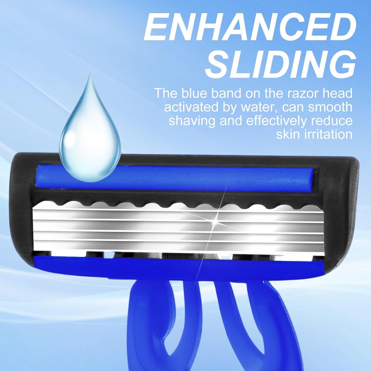 30 Pcs Sensitive Men's Disposable Razors Bulk 5-Blade Disposable Head Razor for Sensitive Skin for Hotels, Travel, Business Trips, Gyms, SPA, Donations, Gifts, Etc.