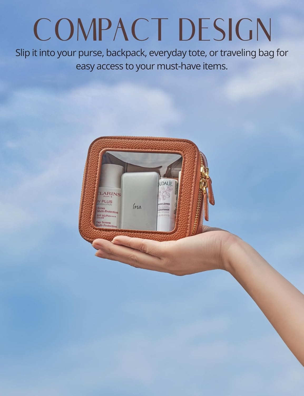 Popvibe Clear Makeup Bag Travel Cosmetic Case Transparent Toiletry Bag with Zipper, Portable Make