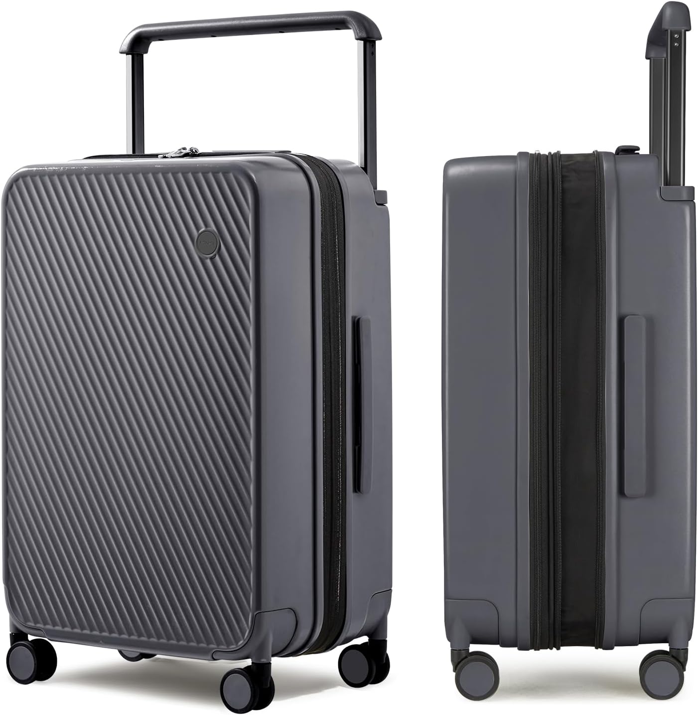 mixi Large Capacity Expandable Luggage Suitcases With Spinner Wheels,Upgrade Wide Handle PC Hardshell Rolling Travel Suitcase with TSA Lock, Checked-Medium 24-Inch, Rock Gray