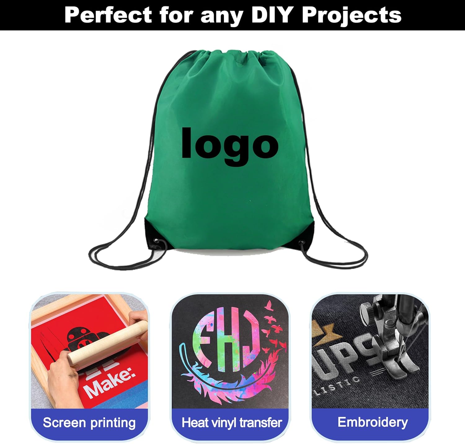 BeeGreen Drawstring Backpack Bags 20,30,50 Packs Reflective String Bags for Gym Sport Trip Cinch