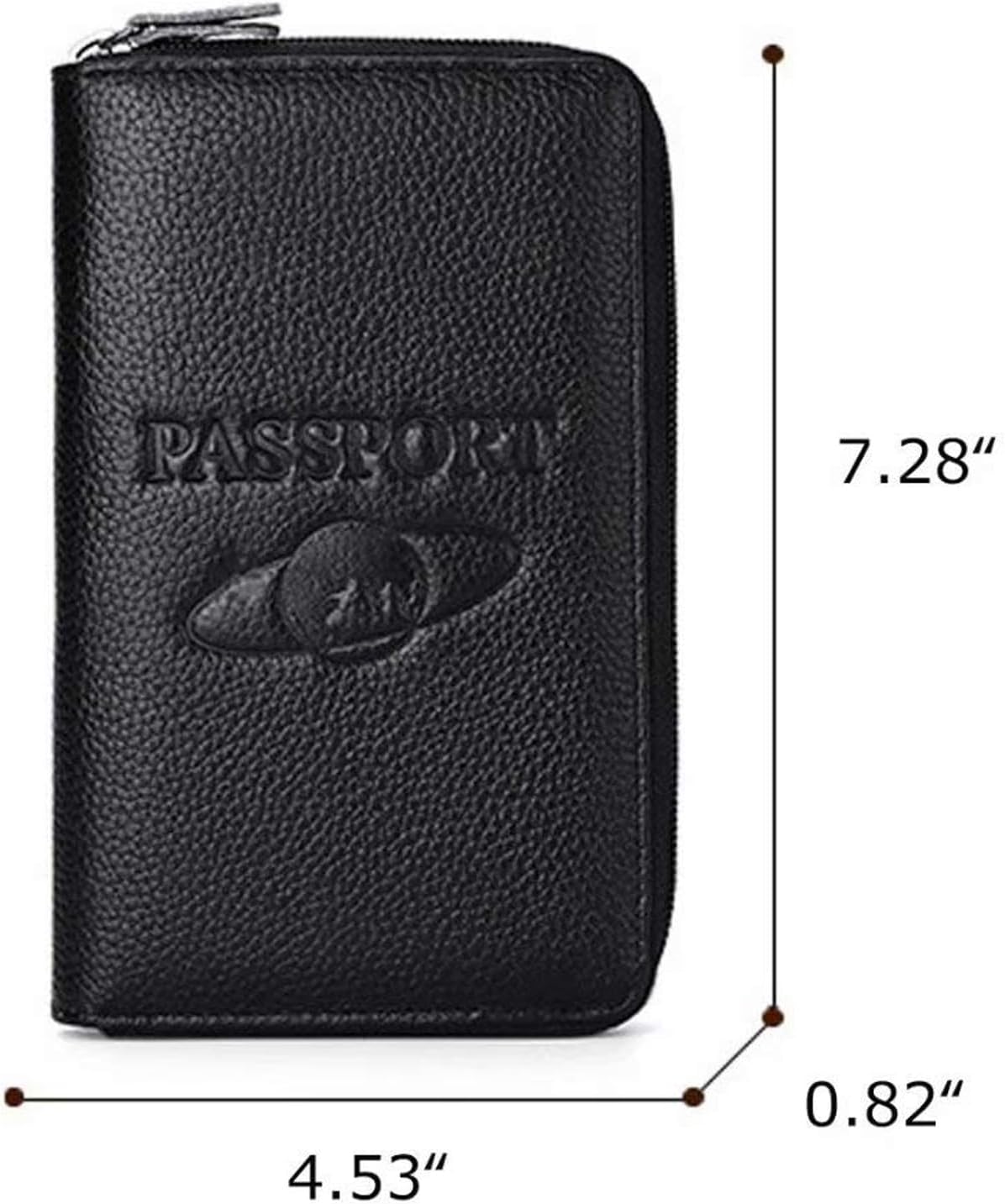 Genuine Leather Travel Passport Wallet RFID Blocking Zip-Around Passport Holder (Coffee)