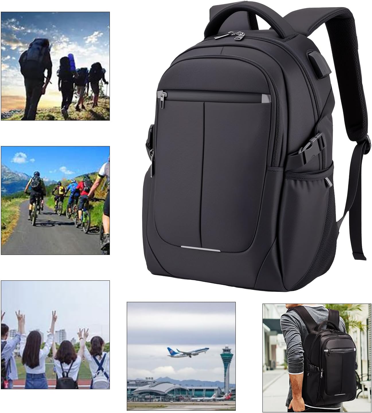 Travel Laptop Backpack for Men, Water Resistant Backpack Airline Approved Business Work Bag with USB Charging Port