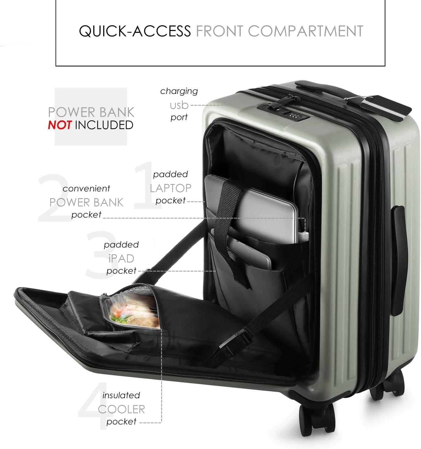 22 Inch Carry On Luggage 22x14x9 Airline Approved, Carry On Suitcase with Wheels, Hard-shell
