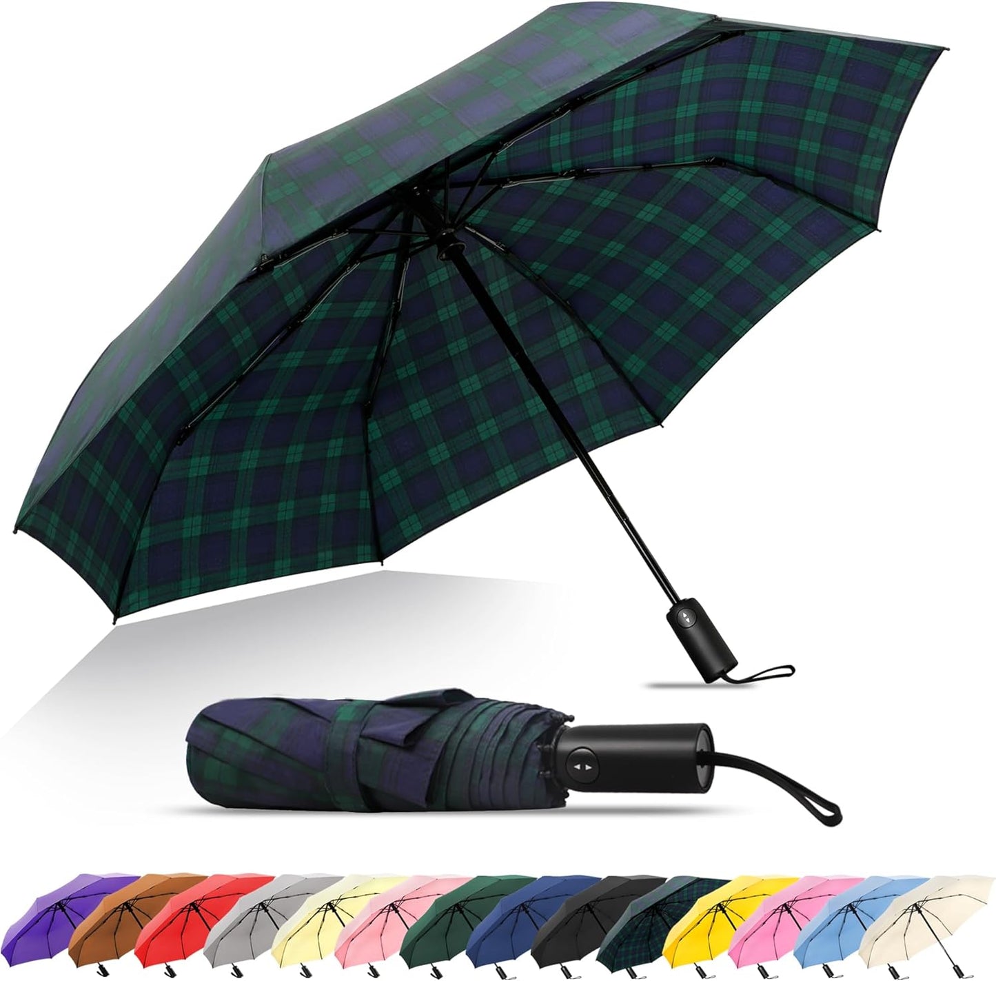 SoulRain Travel Umbrella - Compact Umbrella for Rain - Perfect Large Auto Folding Umbrella - Ideal Car umbrella, Small umbrella, and Travel Companion