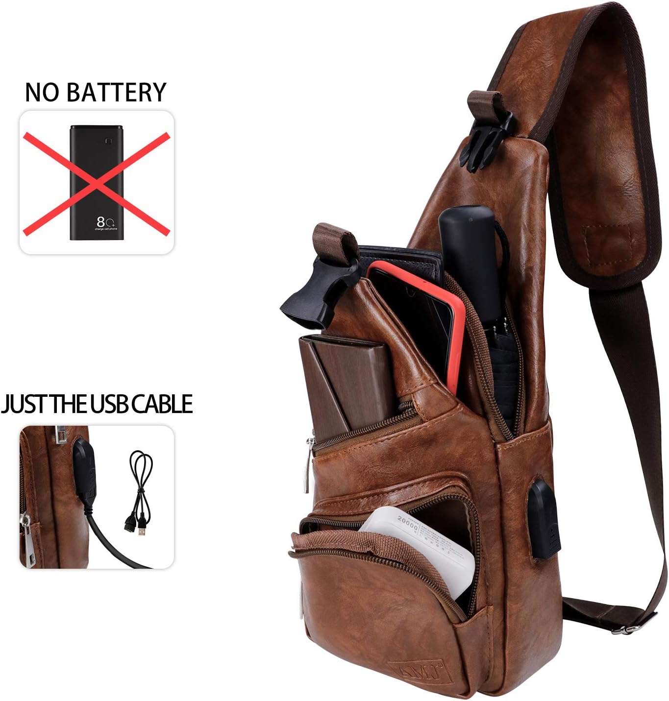 AMJ Crossbody Sling Bag Men Women, Casual Shoulder Backpack, Chest Daypack Satchel for Hiking Travel