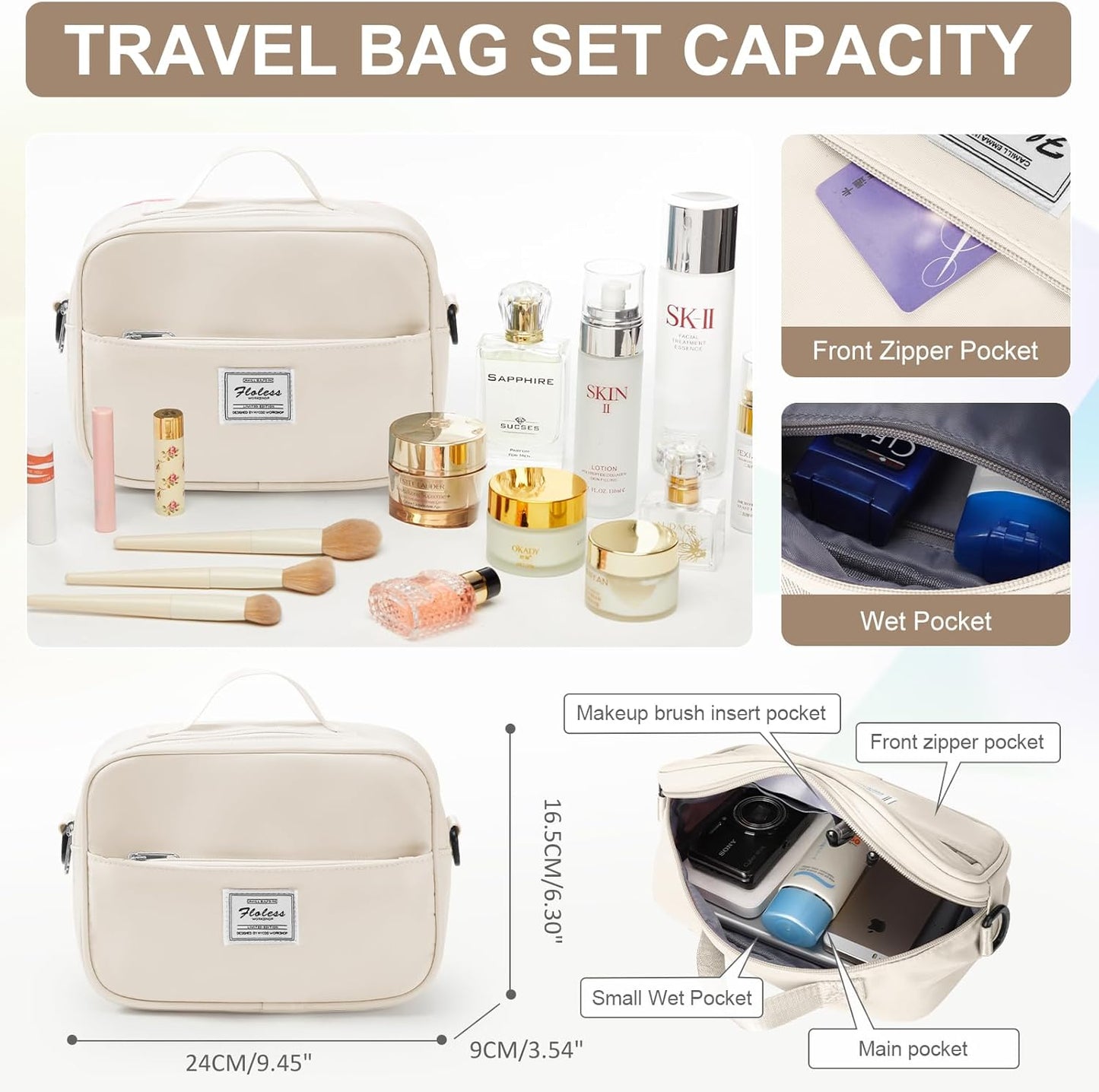 Gym Bag for Women with Shoes Compartment,Small Duffel Bag Sport bag with Toiletry Bag Overnight Travel Tote Bags Weekender Carry on Bags Personal Item Bag for Airlines Beige Brown