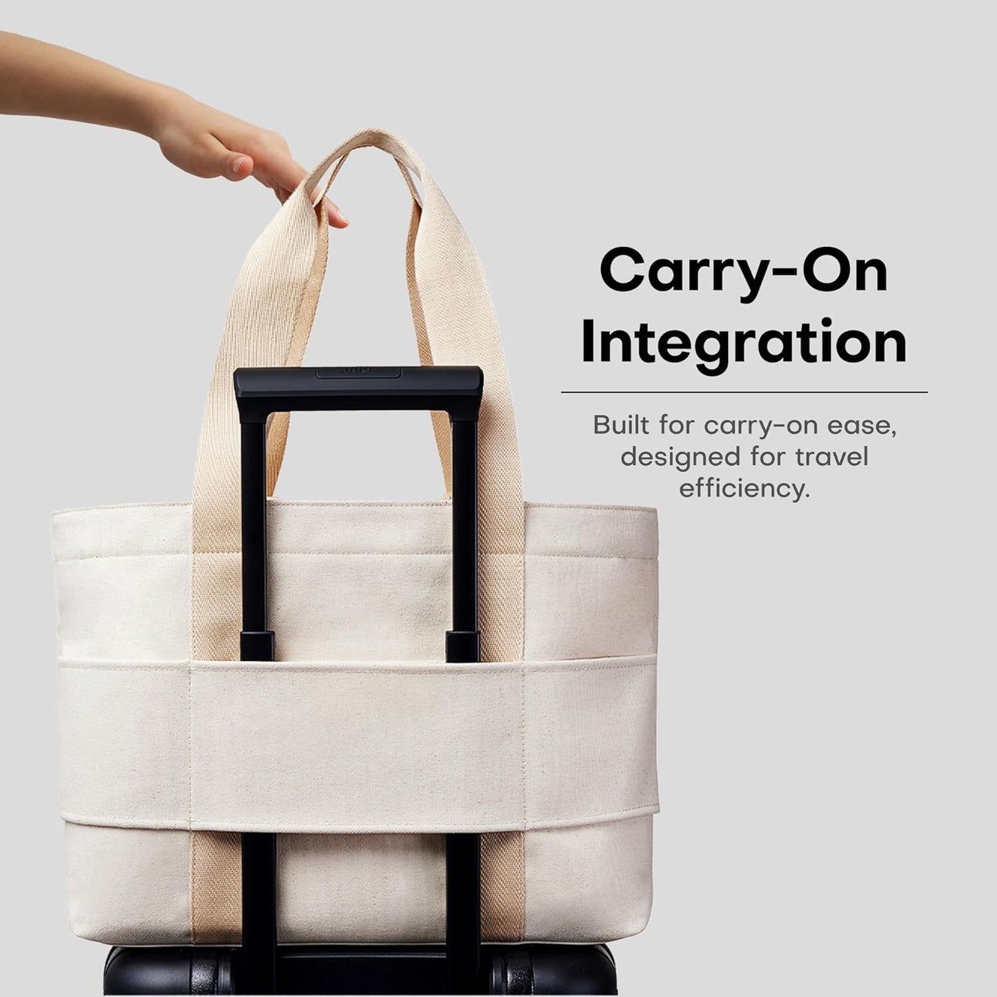 Everyday Large Tote Bag for Women with Laptop Sleeve, Pass-Through Band, Luggage Sleeve, Drink Bottle Holder, Simple Modern Tote Bag for Travel, Work, Commute & Daily Use - 22L - Natural
