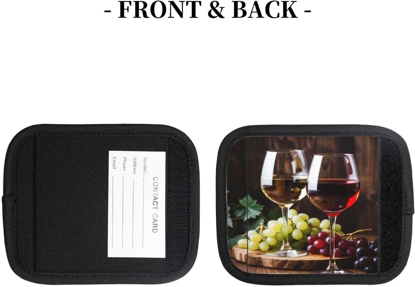Luggage Handle Wraps Wine Glasses Grapes Luggage Identifiers Soft Neoprene Luggage Handle Wraps For Suitcase Trolley Handle Grip Cover 2 Pack Luggage Tags