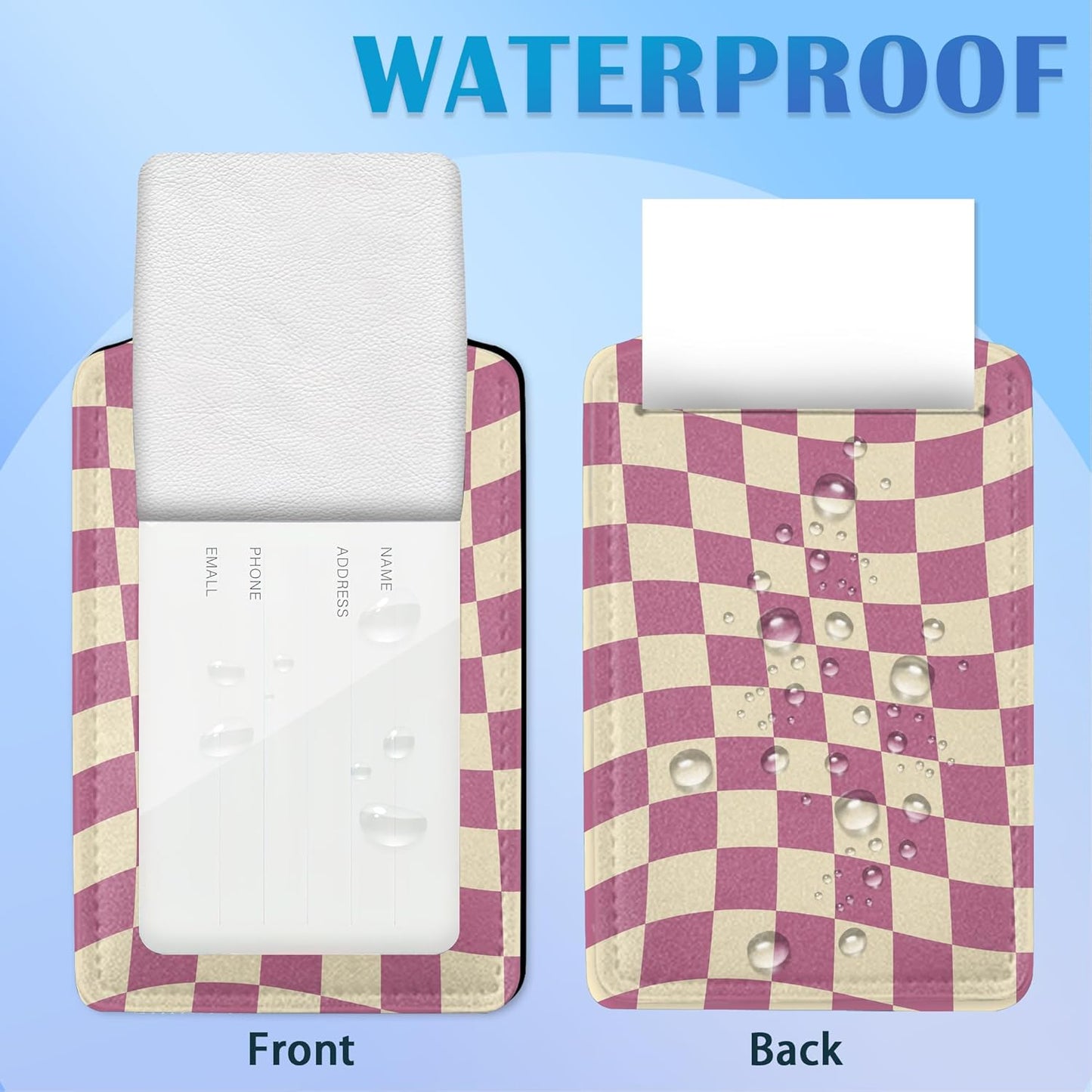 Abstract Colorful Twisted Checkered 2 PCS Luggage Tags, Privacy Cover ID Label with Stainless Steel Loop and Address Card for Travel Bag Suitcase