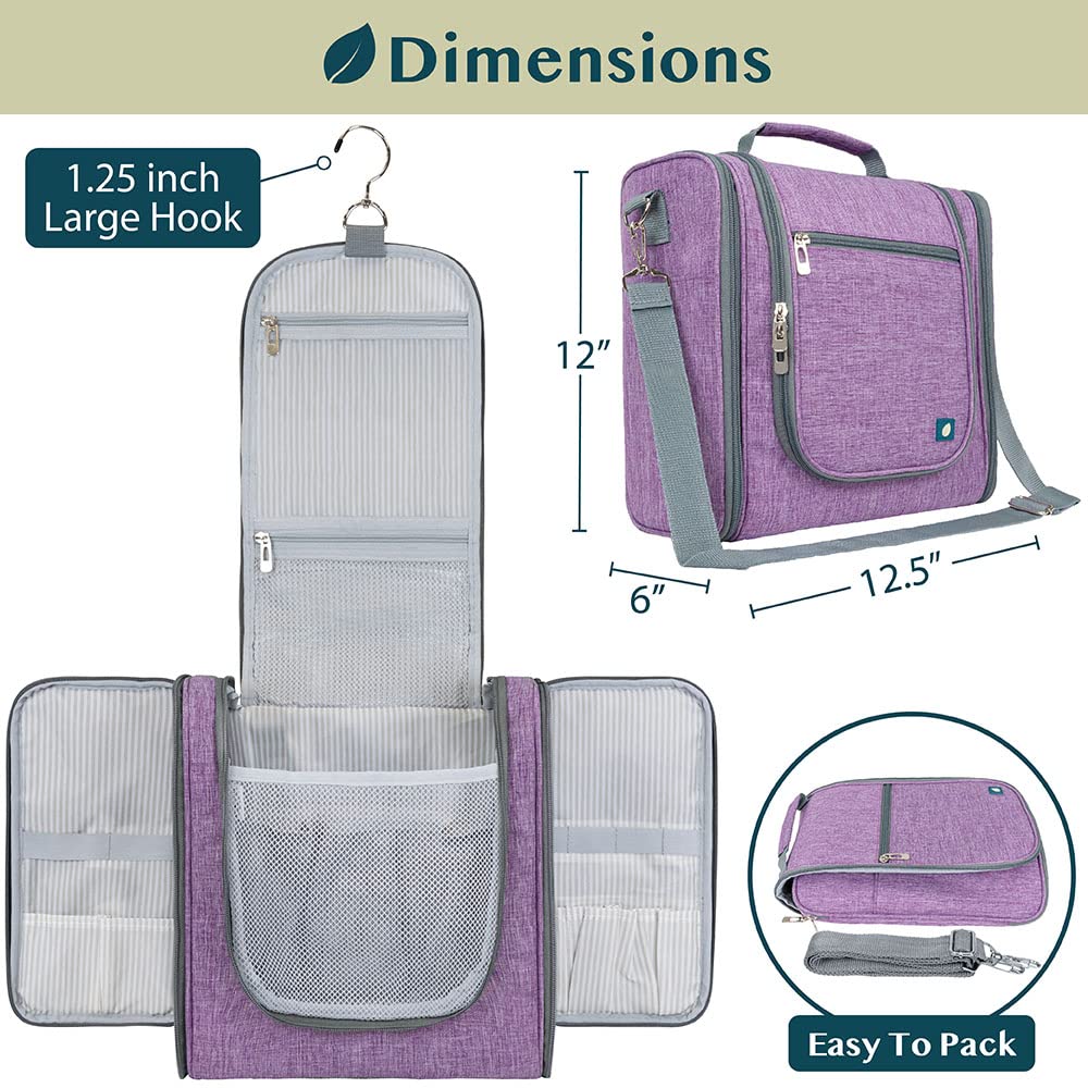 PAVILIA Extra Large Toiletry Bag Travel Bag for Women Men, Hanging Cosmetic Organizer, Water
