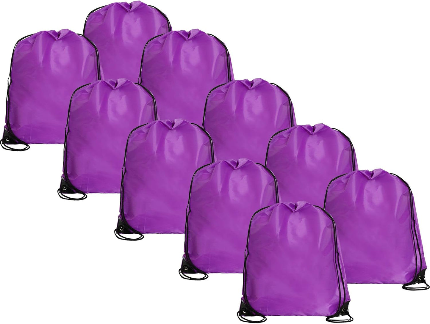 Threadart Drawstring Backpacks - Pack of 10 - Purple | Sports Cinch Sack String Backpack | For Gym, Storage, & Travel | Large 15" x 18.5" Size