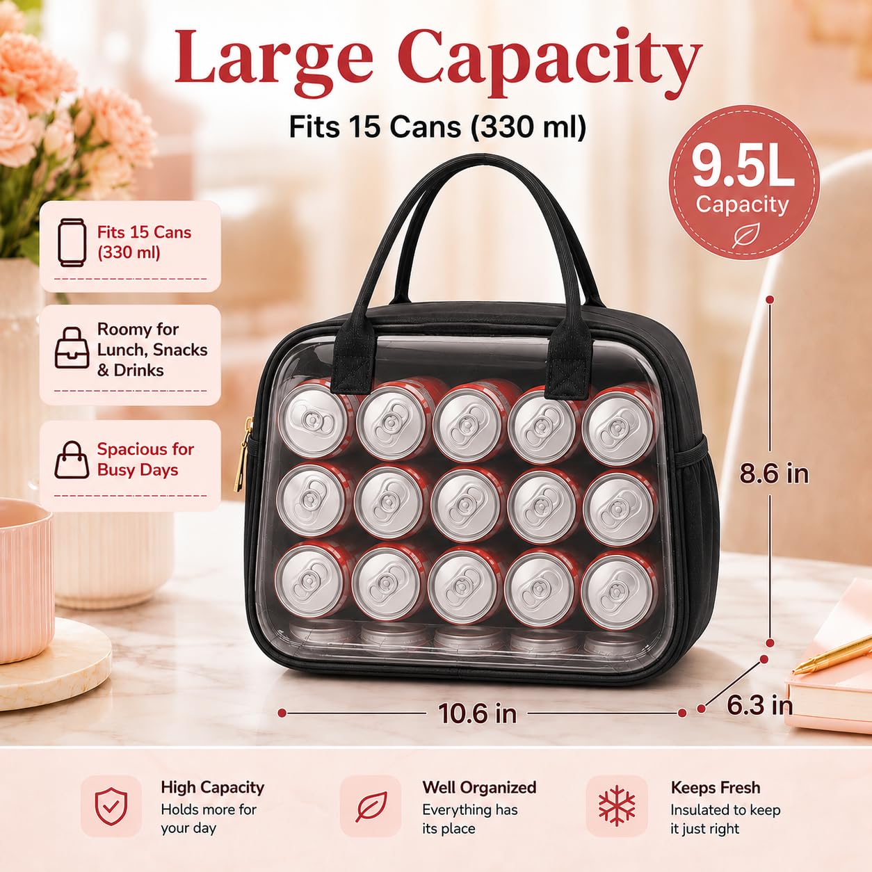 CAMTOP Lunch Box for Women Insulated Lunch Bag Lunchbox Cooler Thermal Leakproof Quilted Reusable