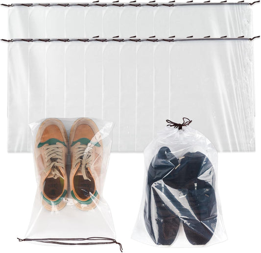 50 Pcs transparent Shoe Bags for Travel,11.8“ x 15.7”,Drawstring Travel Shoe Bags for Packing,Waterproof Dustproof Portable Travel Shoe Storage Bag for Men and Womens Per Piece
