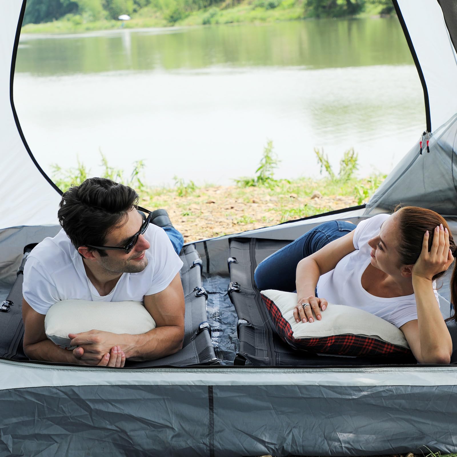TIMBER RIDGE 20-Second Quick Set-Up Camping Cot, Aluminum Folding Cot