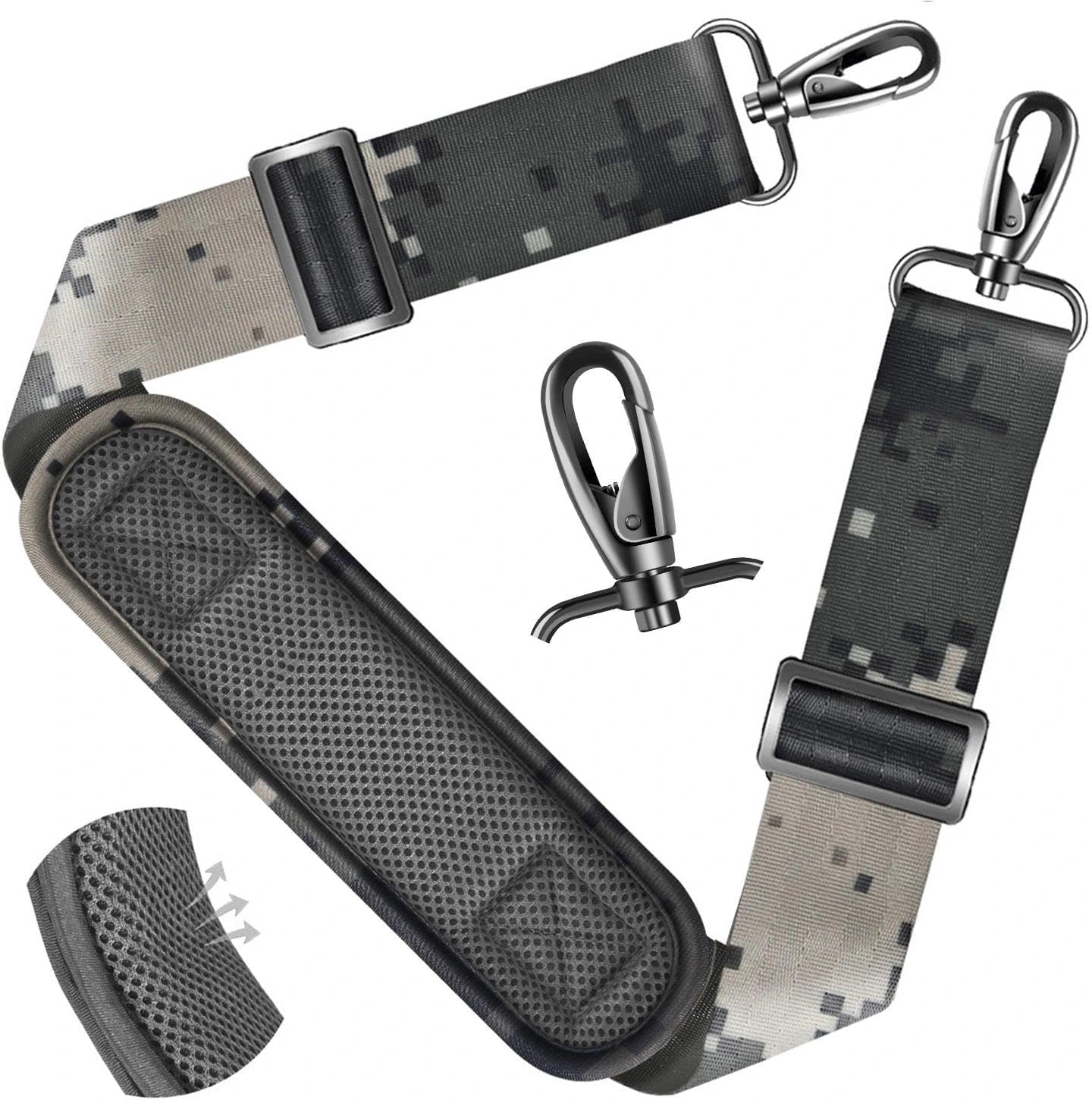 ZINZ Shoulder Strap - 59 Inch Universal Heavy-duty Adjustable Strap with Ultra-thick Fixed Breathable Pad for Laptop, Gym, Camera Bag and More -Camouflage gray