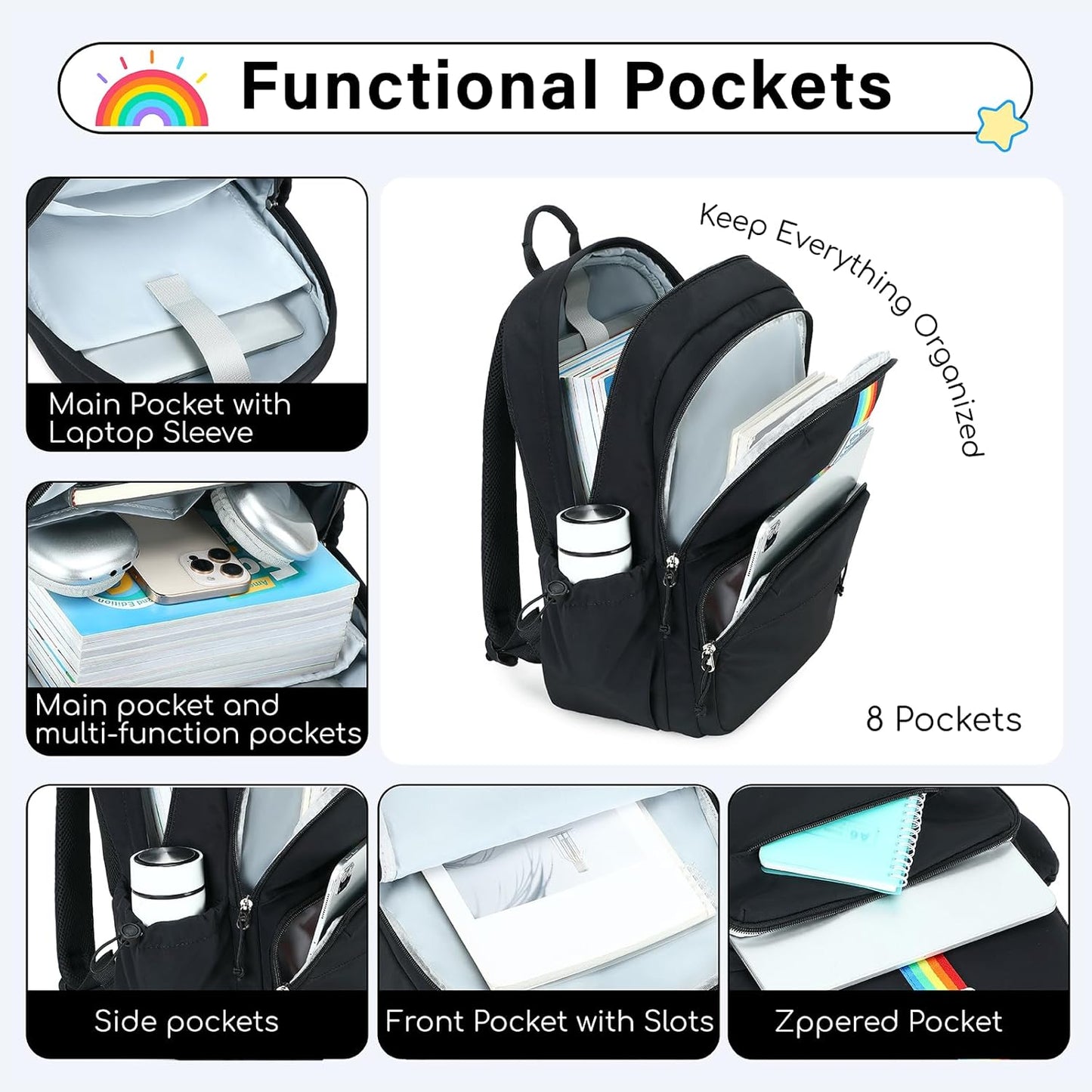 CAMTOP School Backpack for Girls, Kids Backpack for Elementary Middle Ages 8-10 Fit 15.6 Inch