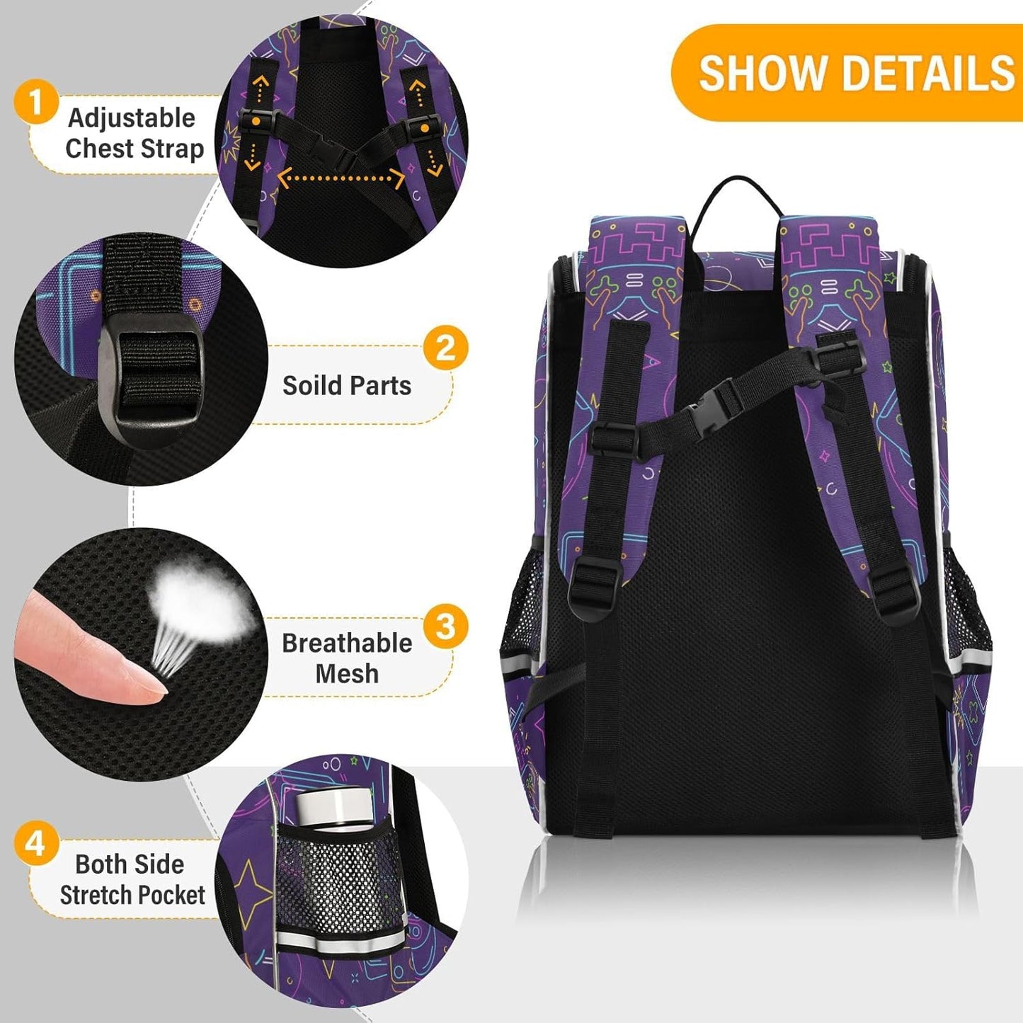 Gamepad Game Weapon Cute Backpack For Girls Kids Backpack Boys Teen School Bag Bookbag Travel Daypacks