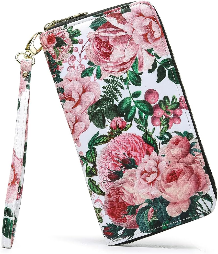 Women Wallet Card RFID For Womens Holder Blocking Credit Small Zipper Purse Pocket Bifold Slim Coin ID Ladies Wristlet Clutch Large Capacity Window Case Travel Zip Women's