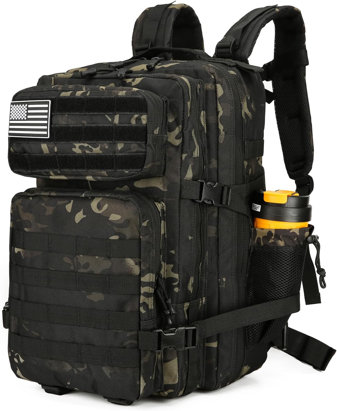 25L Tactical Backpack for Men and Women Military Backpack Army Assault Pack Molle Backpack Small Bug Out Bag Travel Rucksack Daypack (Black Camo)
