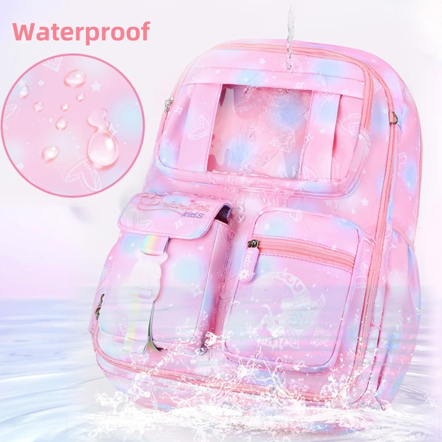 Girls Backpack,Kids Backpack for Girls Lightweight with Compartment,Girls Bookbag for Elementary Primary School(Purple)