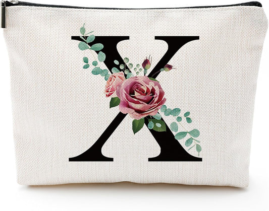 A-Z Personalized Makeup Bag, Monogrammed Bridesmaid Presents Cosmetic Bag, Portable Stationary Storage Organizer, Friendship Travel Makeup Bags