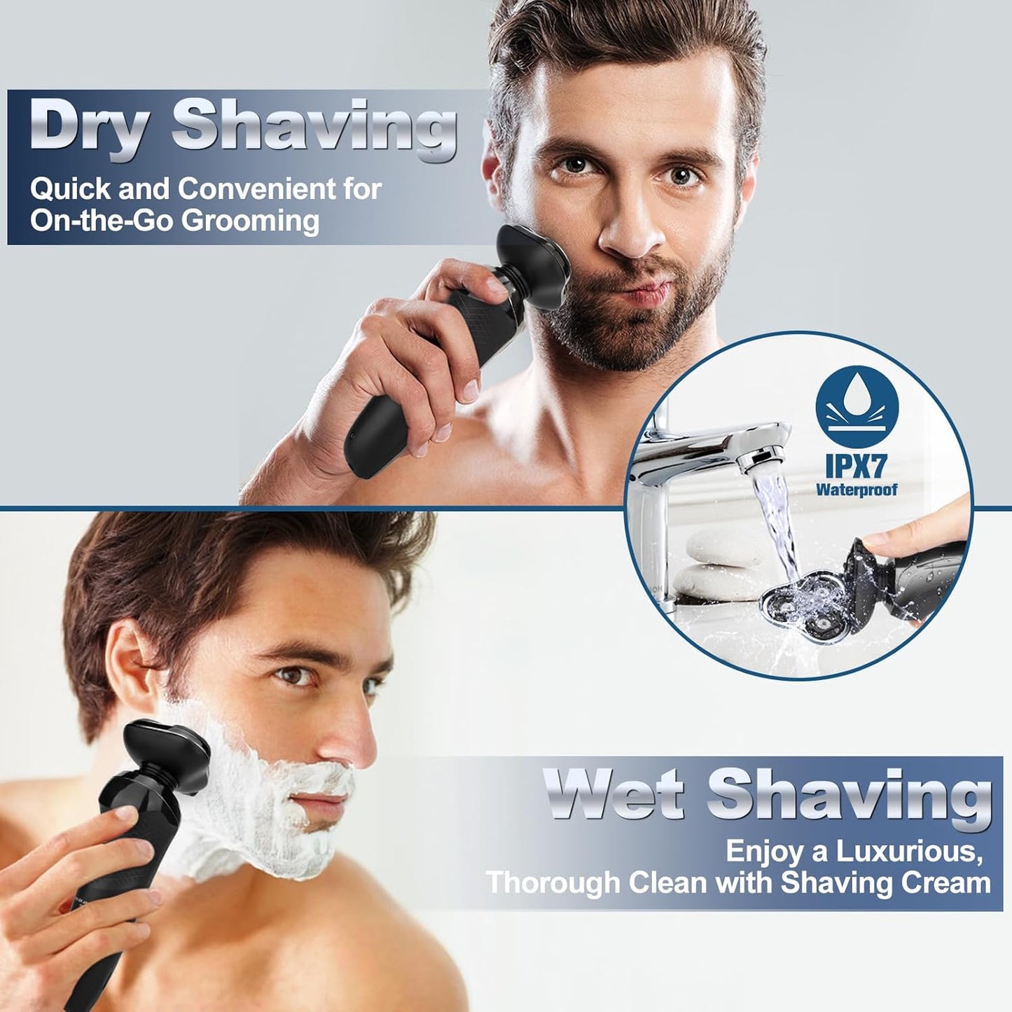 Electric Razor for Men, Men's Rotary Shavers, Waterproof, Wet and Dry Rechargeable Electric Shaver for Men's Faces with a Cordless and Floating Head,Portable Travel Razor,an Ideal Gift for Men