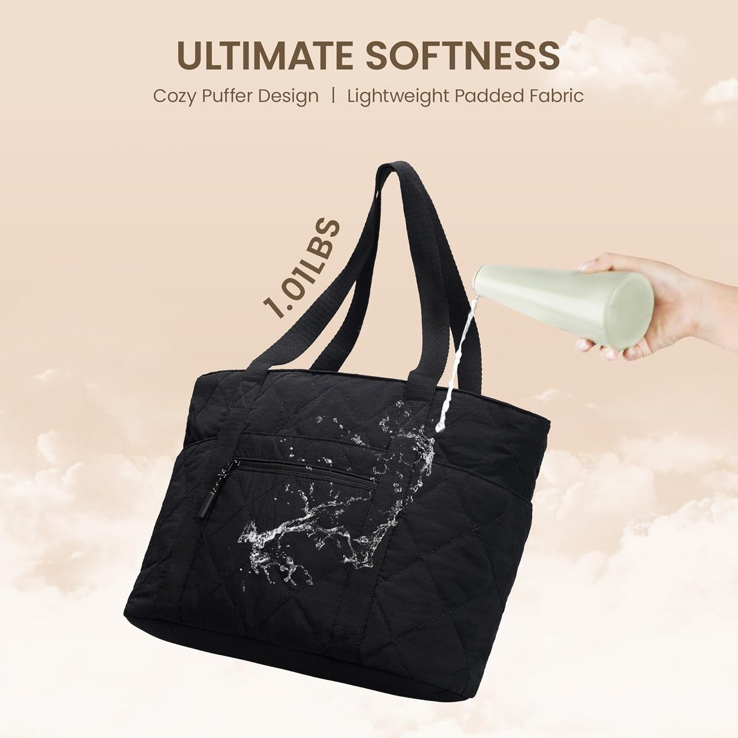befen Laptop Tote Bag for Women Work, Travel Tote Bags Nurse Puffer Quilted Handbags, Lightweight Waterproof Beach Purse