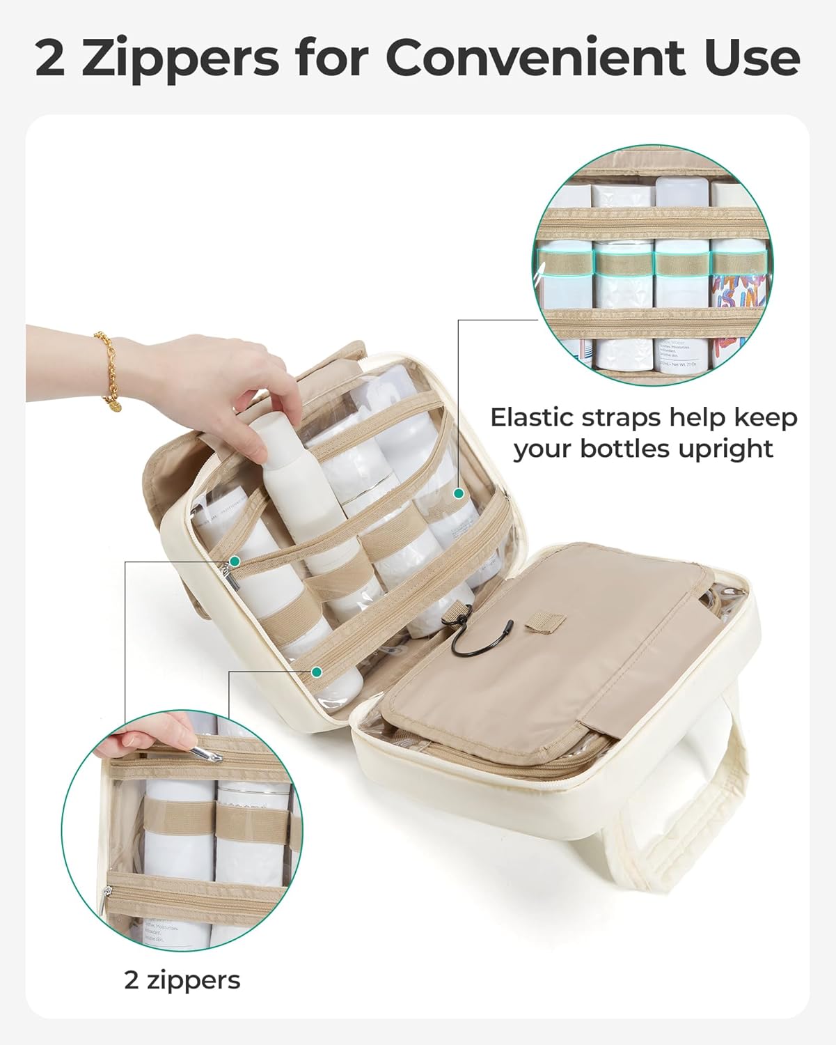 BAGSMART Travel Toiletry Bag for Women, Hanging Travel Bag for Toiletries, Puffy Makeup Cosmetic