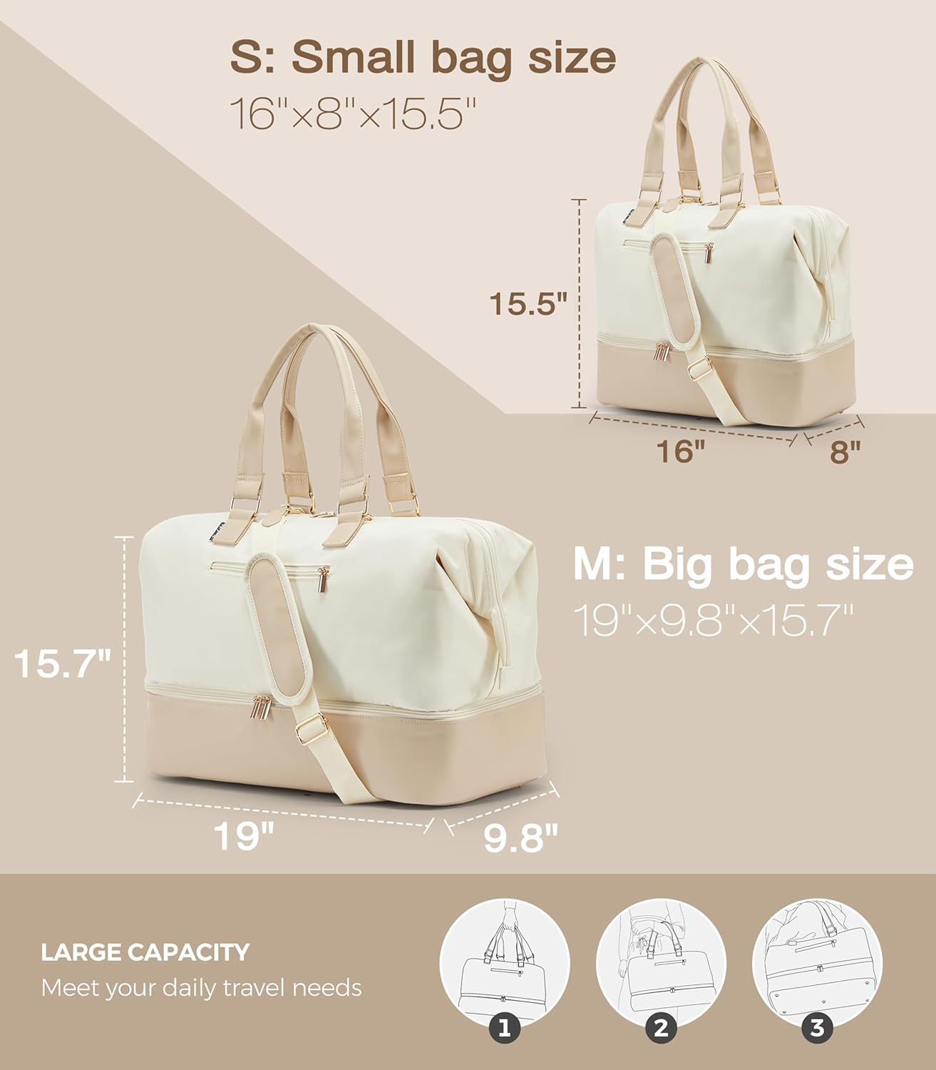 Weekender Bags for Women, Large Travel Duffel Bag with Shoes Compartment, Carry On Overnight Tote Bags with Toiletry Bag