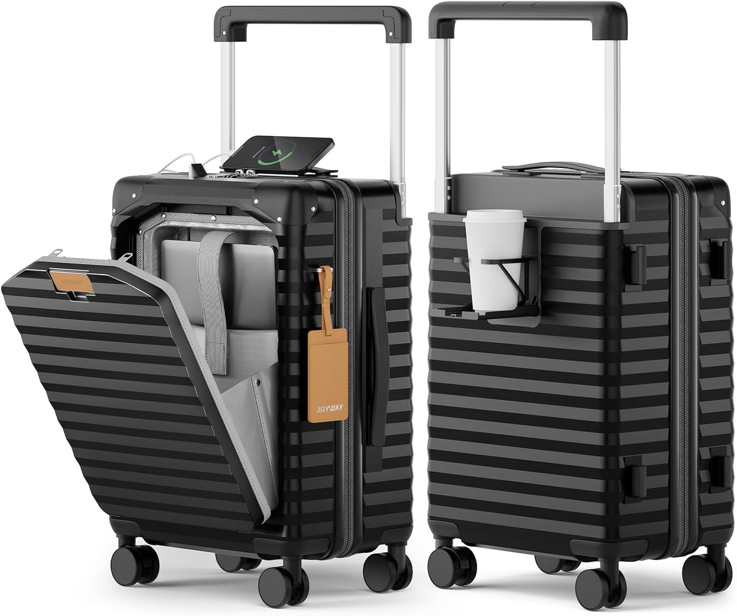 Joyway 20 Inch Carry on Luggage with Front Pocket, PC Hardshell Carry-on Suitcase with USB Port and