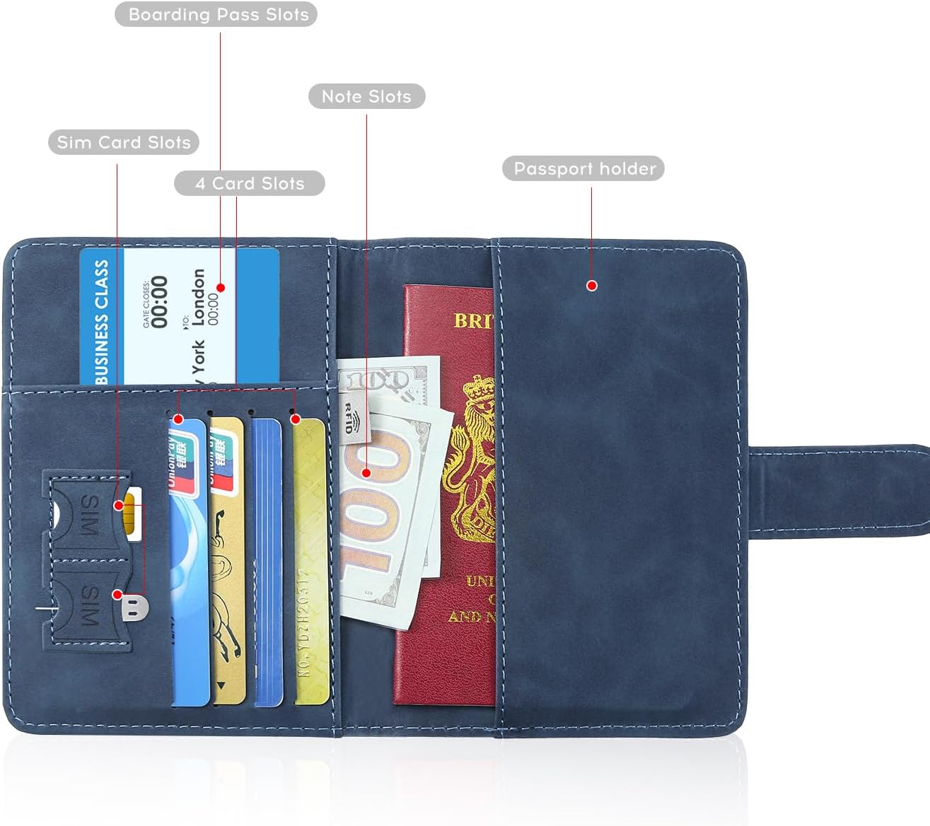 ILIYAH-Passport Cover-Passport Holder Travel Wallet-RFID Blocking Passport Case Travel Accessories Card Holder Wallet Unisex Travel Gifts(Navy)