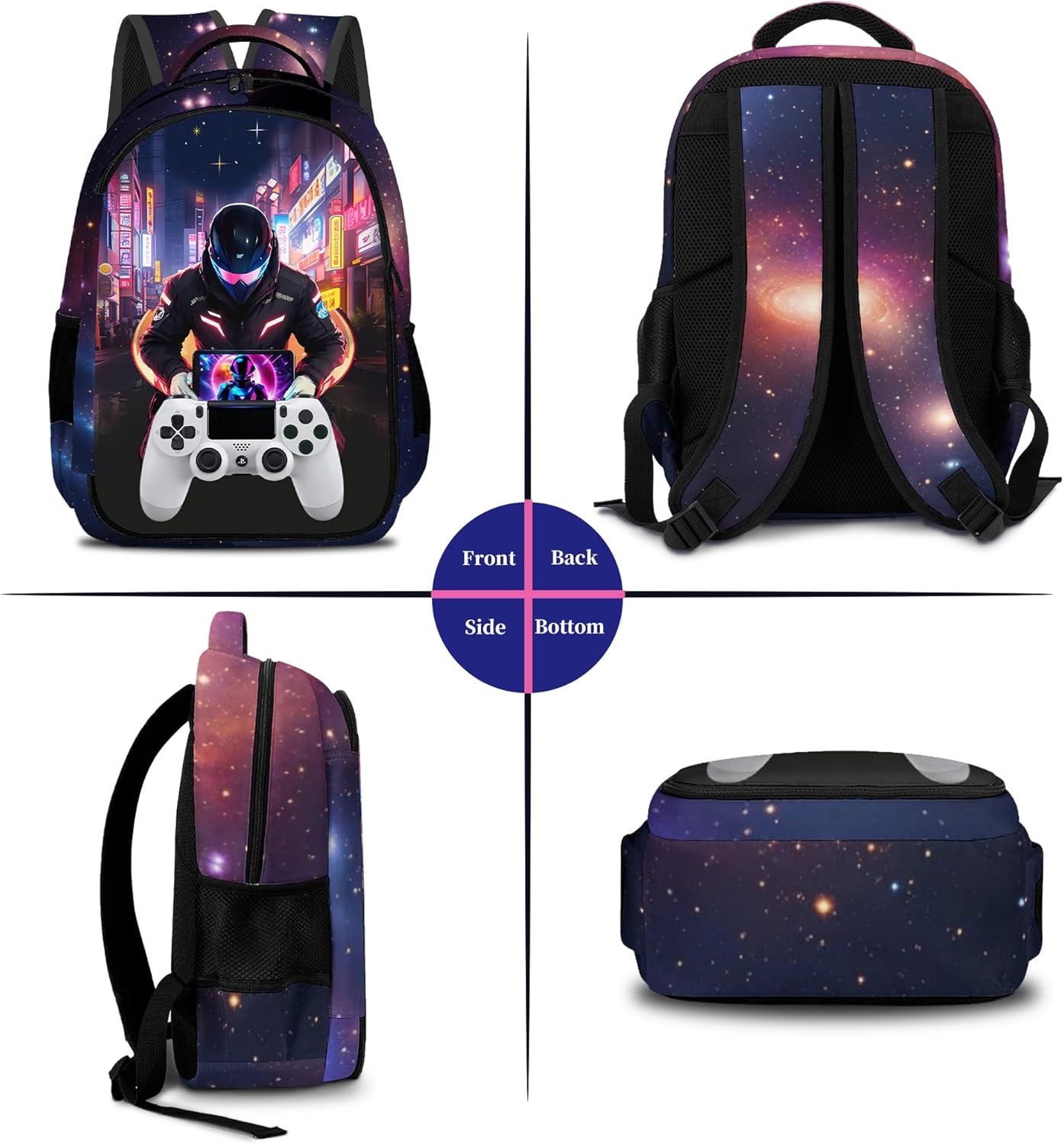 Game Backpack Set for Boys, Gaming Backpack 3 Pack, Boys Lunch Box, and Pencil Bag for Kids, 17"
