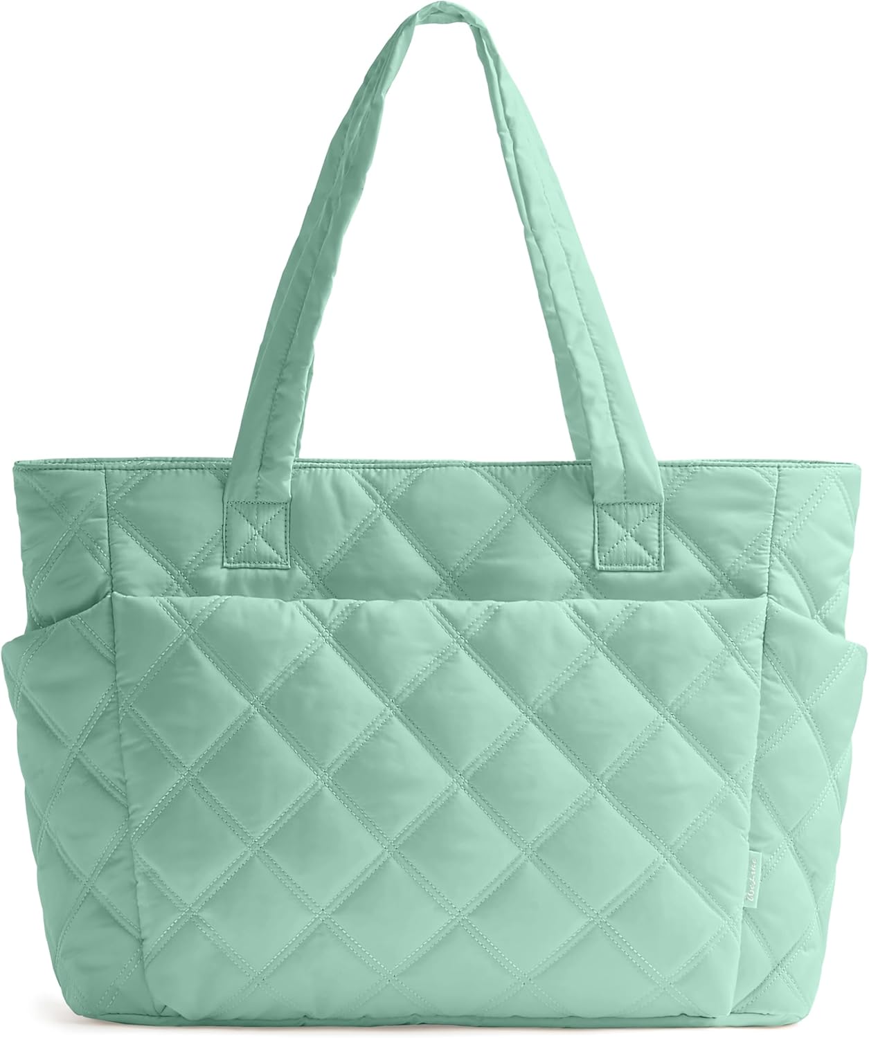 Tote Bag for Women, Lightweight Puffer Tote Work Bags with Compartments for Travel, Quilted Shoulder Bag with Zipper