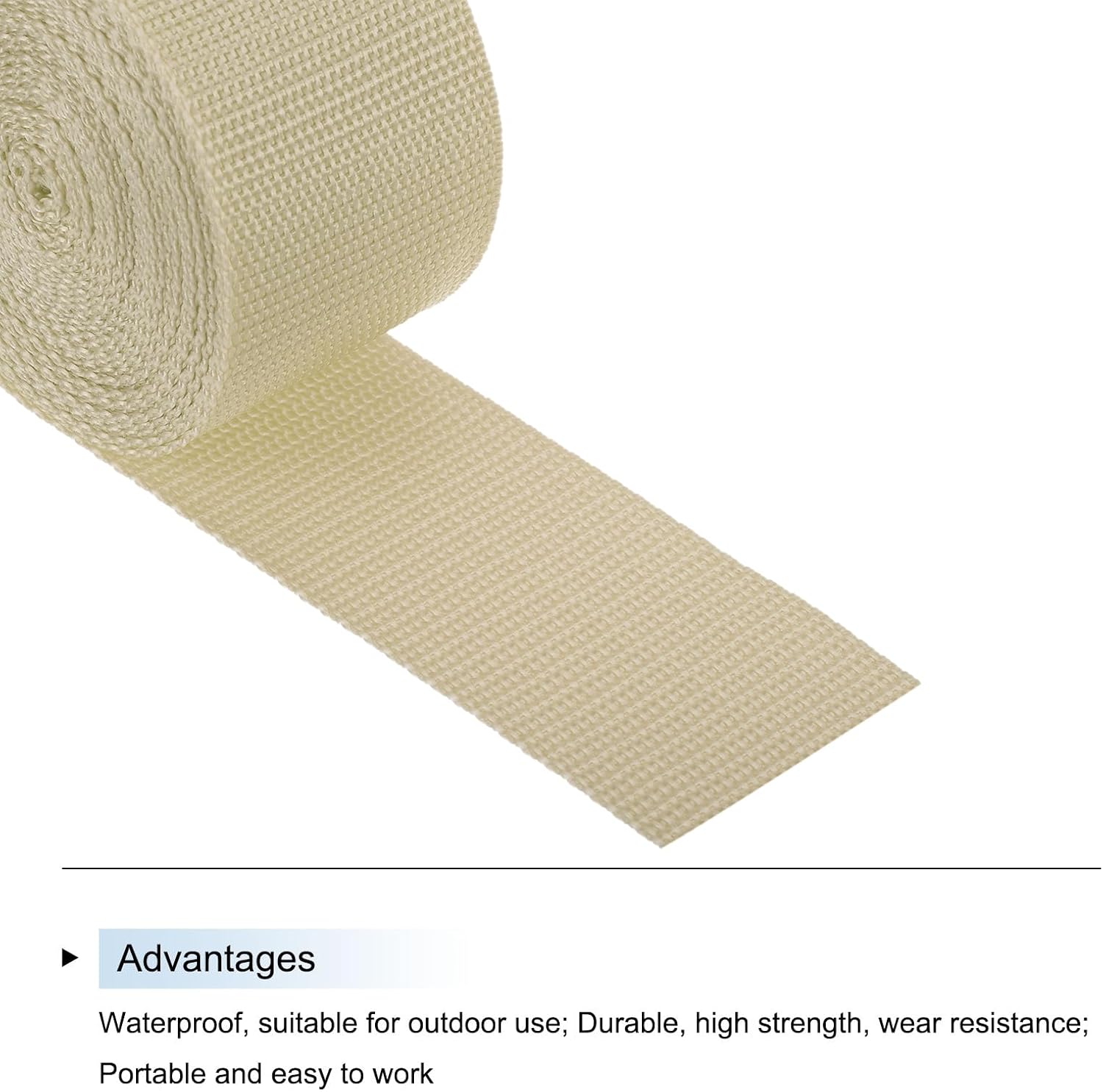 MECCANIXITY Lightweight Polypropylene Webbing Strap 2" 5 Yard Backpack Strapping Band Light Khaki