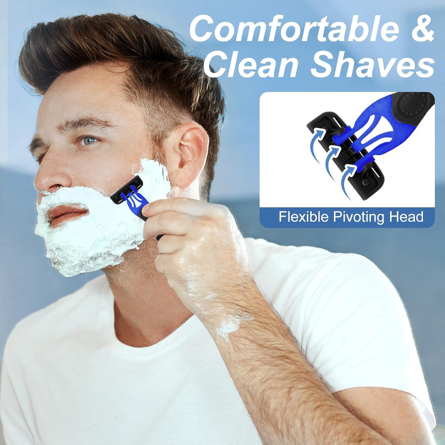 30 Pcs Sensitive Men's Disposable Razors Bulk 5-Blade Disposable Head Razor for Sensitive Skin for Hotels, Travel, Business Trips, Gyms, SPA, Donations, Gifts, Etc.